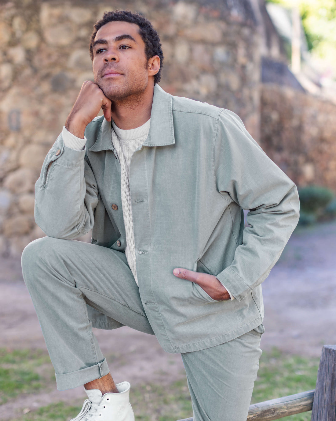 Pac Organic Cotton Ripstop Chore Jacket / Faded Green Jade