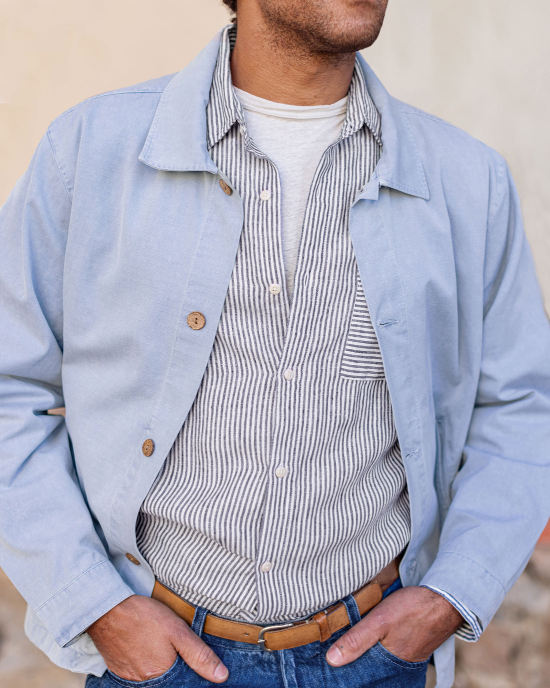 Pac Organic Cotton Ripstop Chore Jacket / Faded Blue Wave