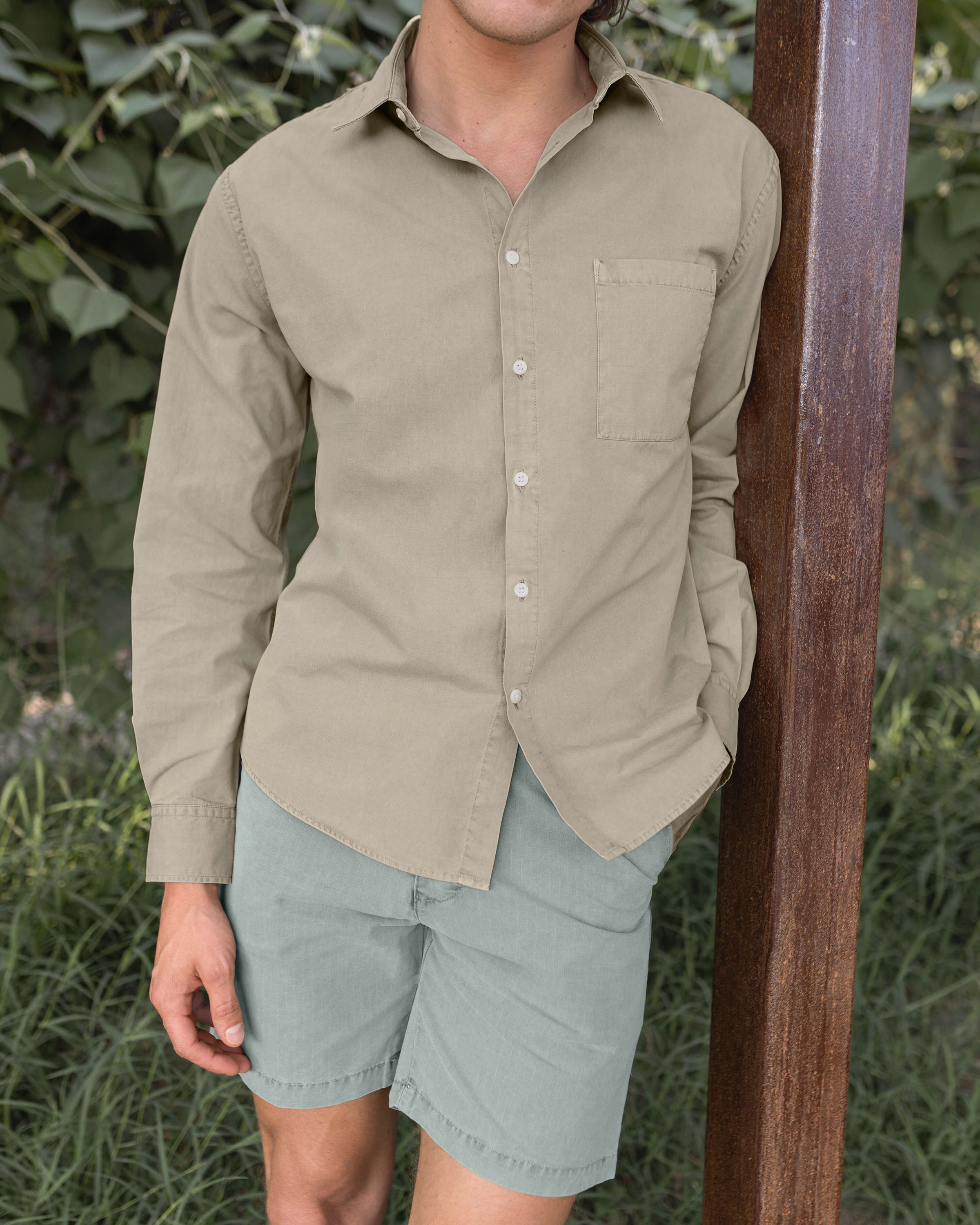 Pac Organic Cotton Ripstop Button Up Shirt / Brown Gold Clay