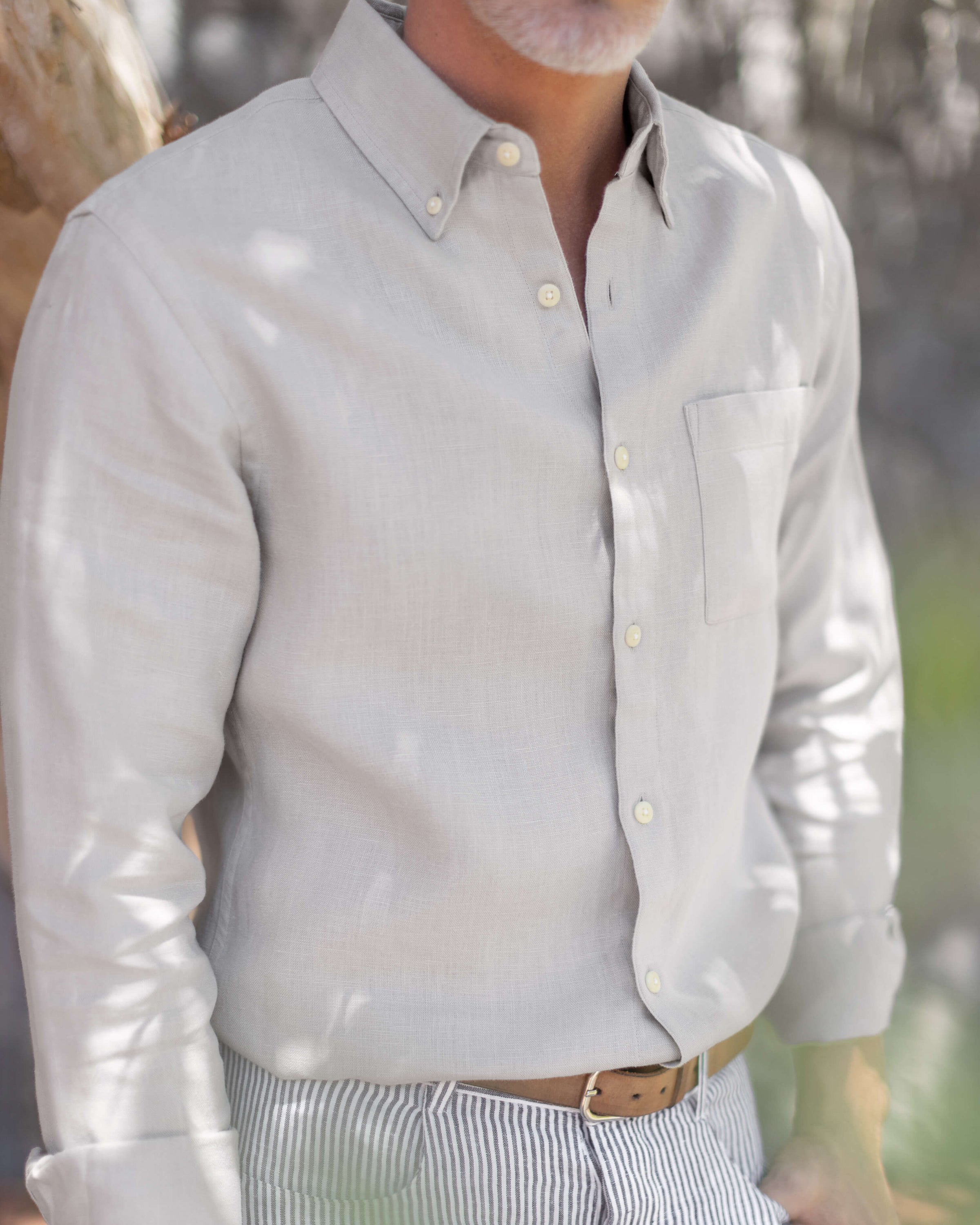 Playa Linen Button-Down Shirt - Sustainable French Linen / Natural Bone