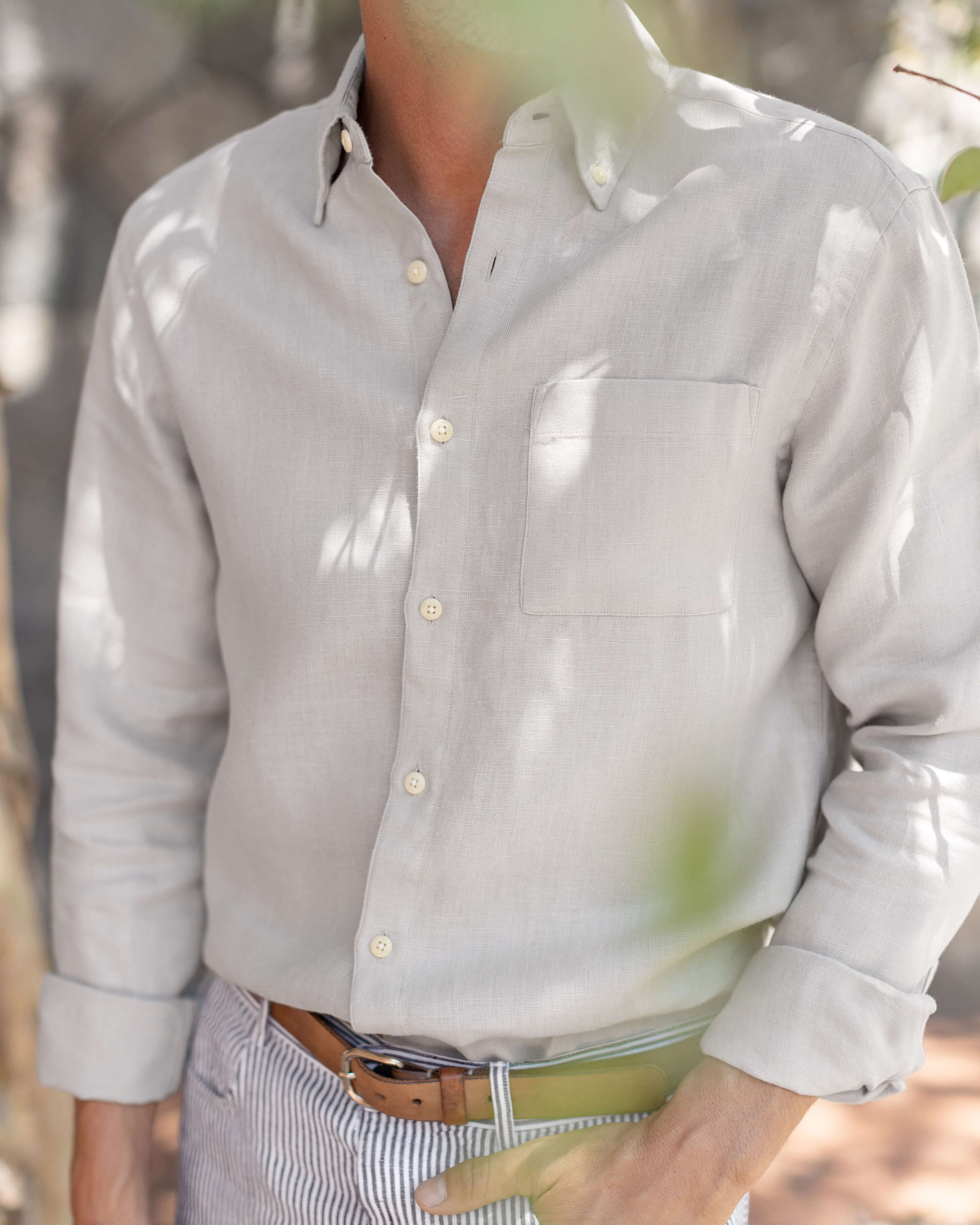 Playa Linen Button-Down Shirt - Sustainable French Linen / Natural Bone