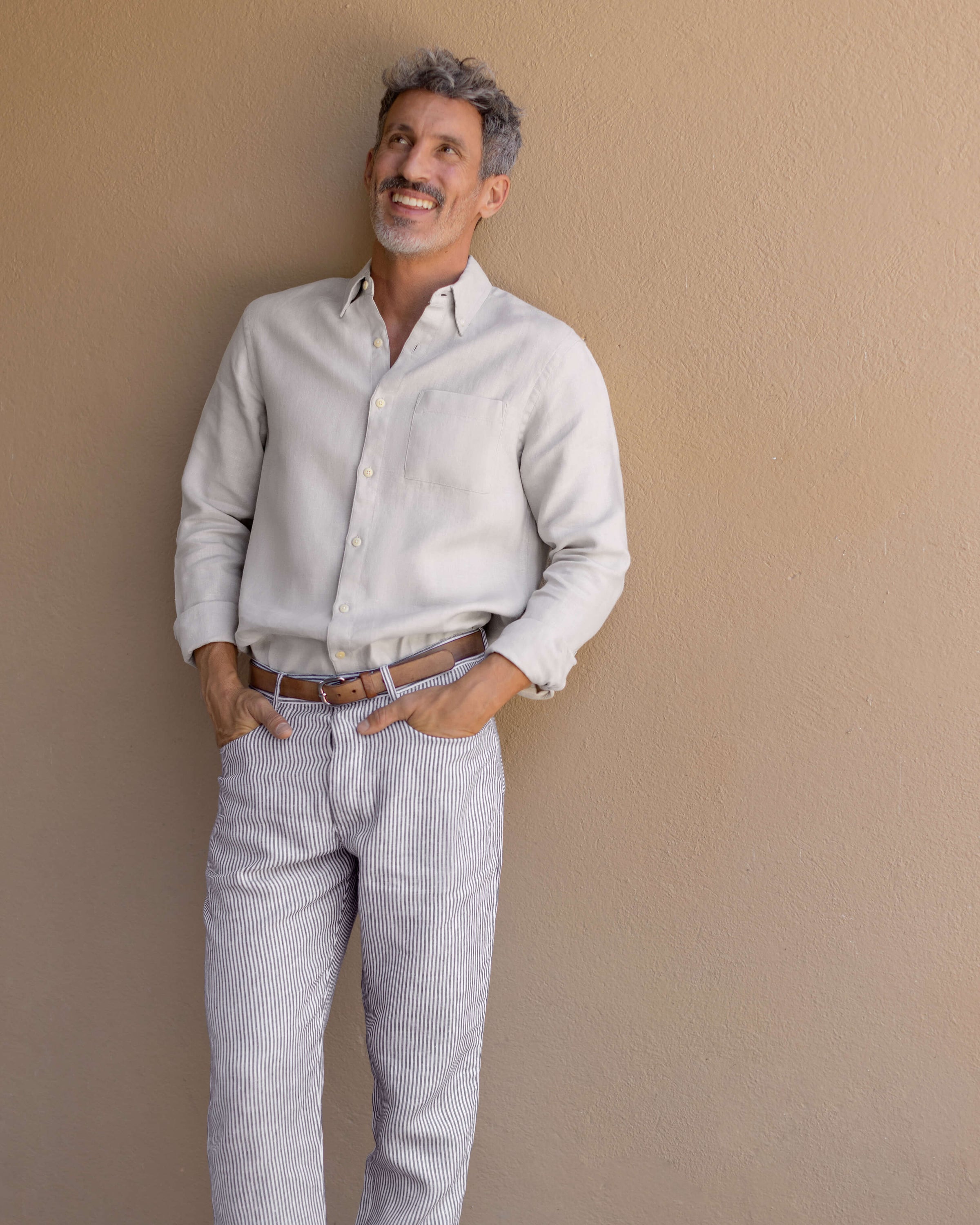 Playa Linen Button-Down Shirt - Sustainable French Linen / Natural Bone
