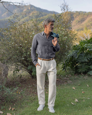 Playa Linen Button-Down Shirt - Sustainable French Linen / Faded Grey Slate
