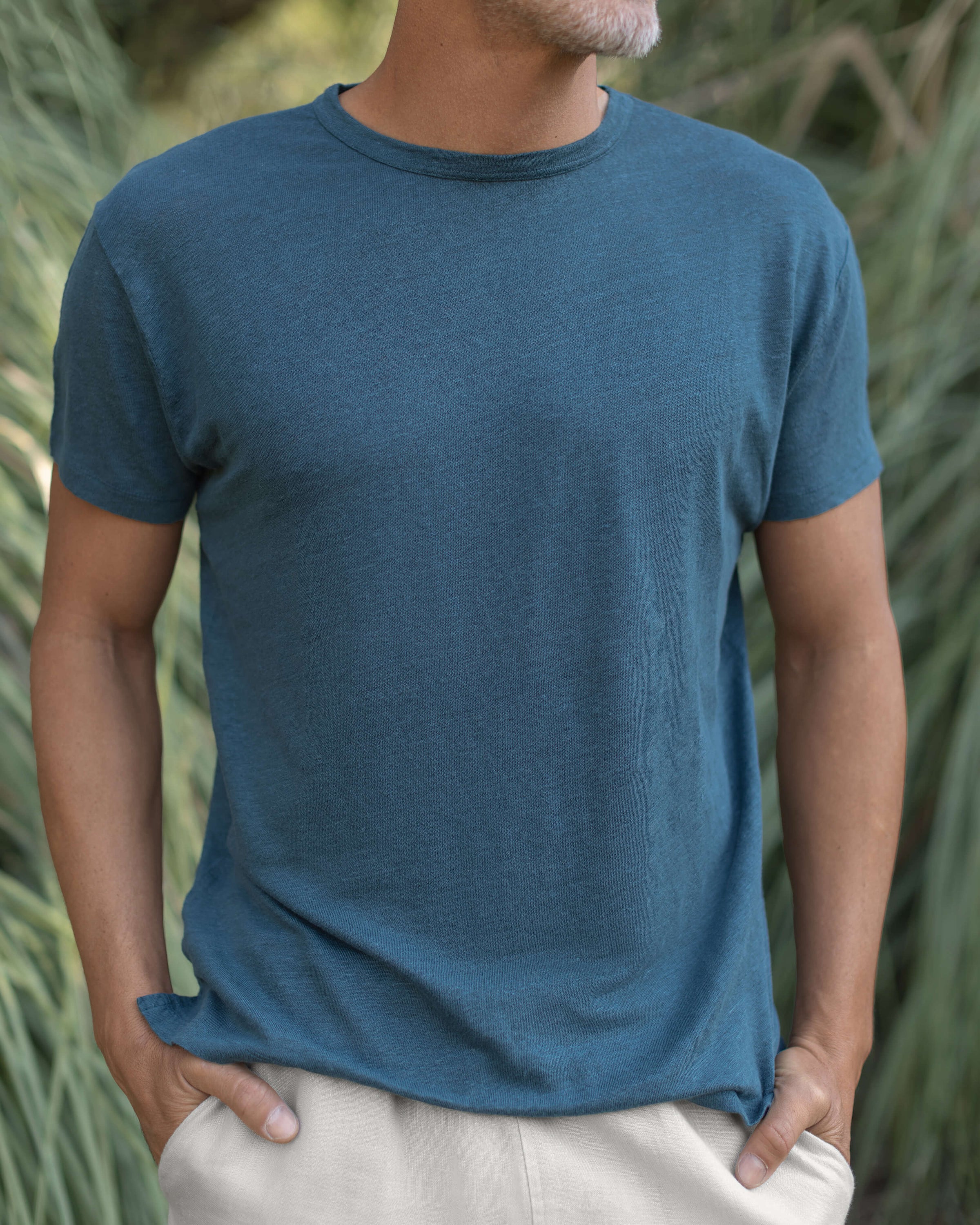 Sun Knit Linen T-Shirt - Sustainable French Linen / Dusk Blue