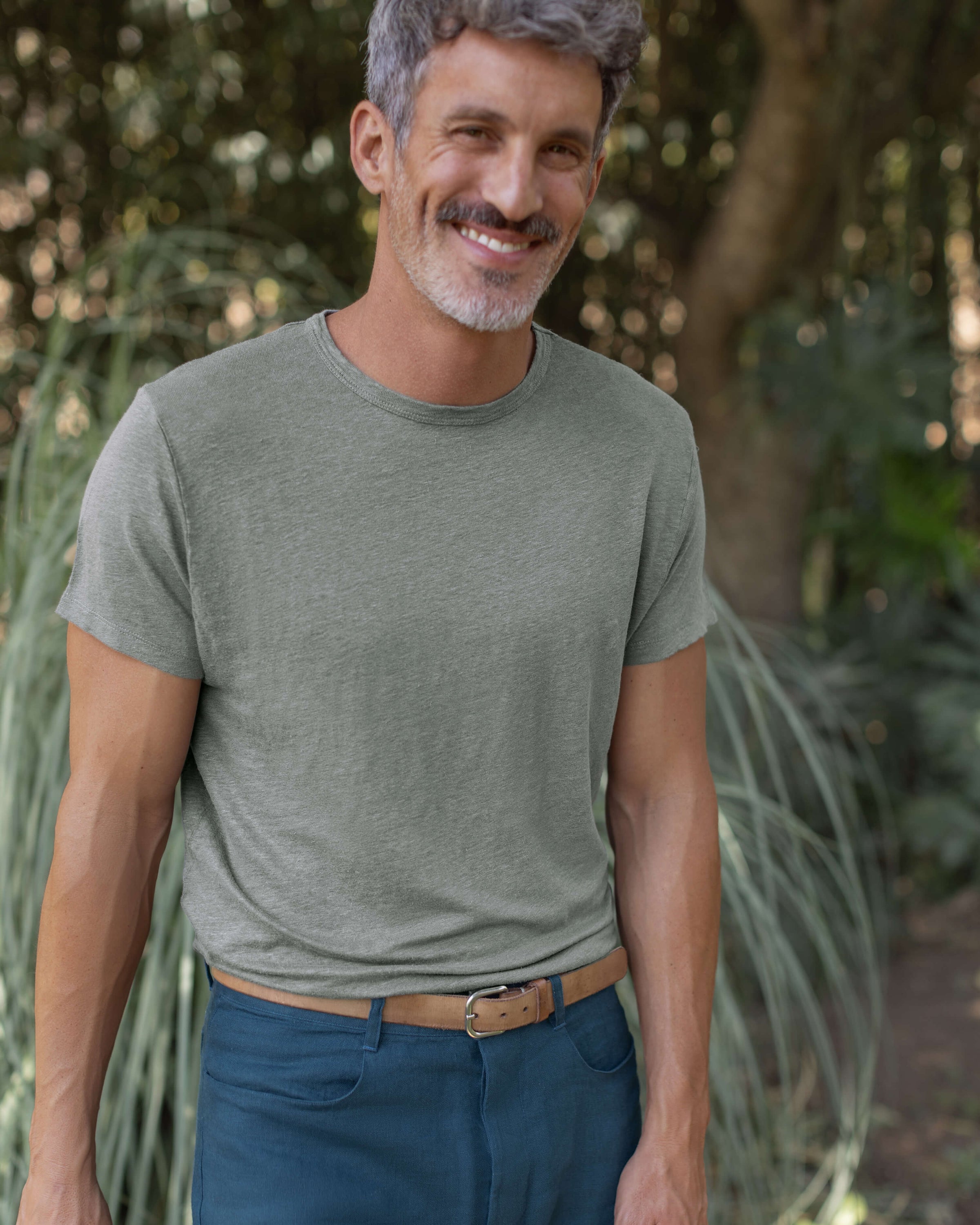 Sun Knit Linen T-Shirt - Sustainable French Linen / Faded Green