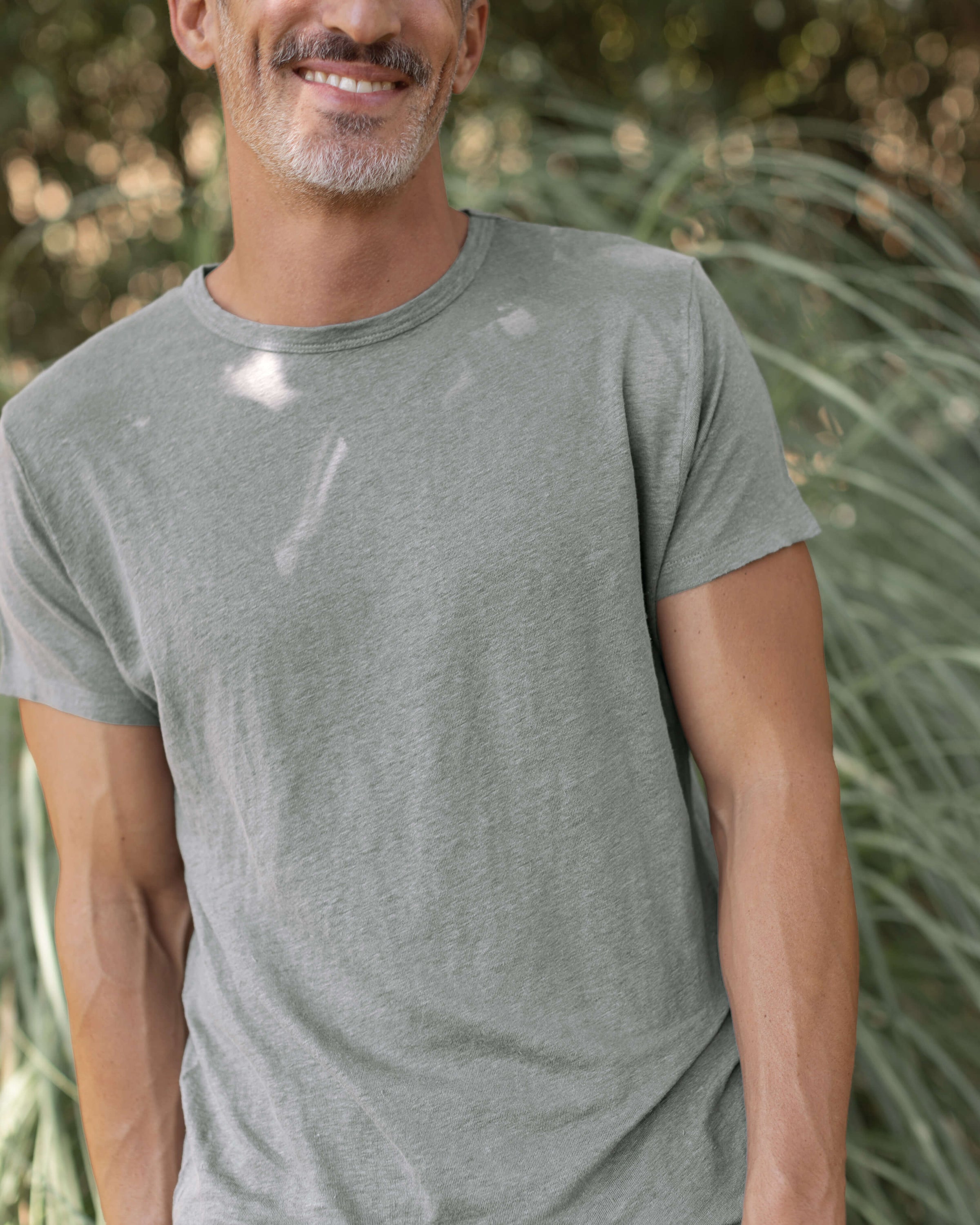 Sun Knit Linen T-Shirt - Sustainable French Linen / Faded Green