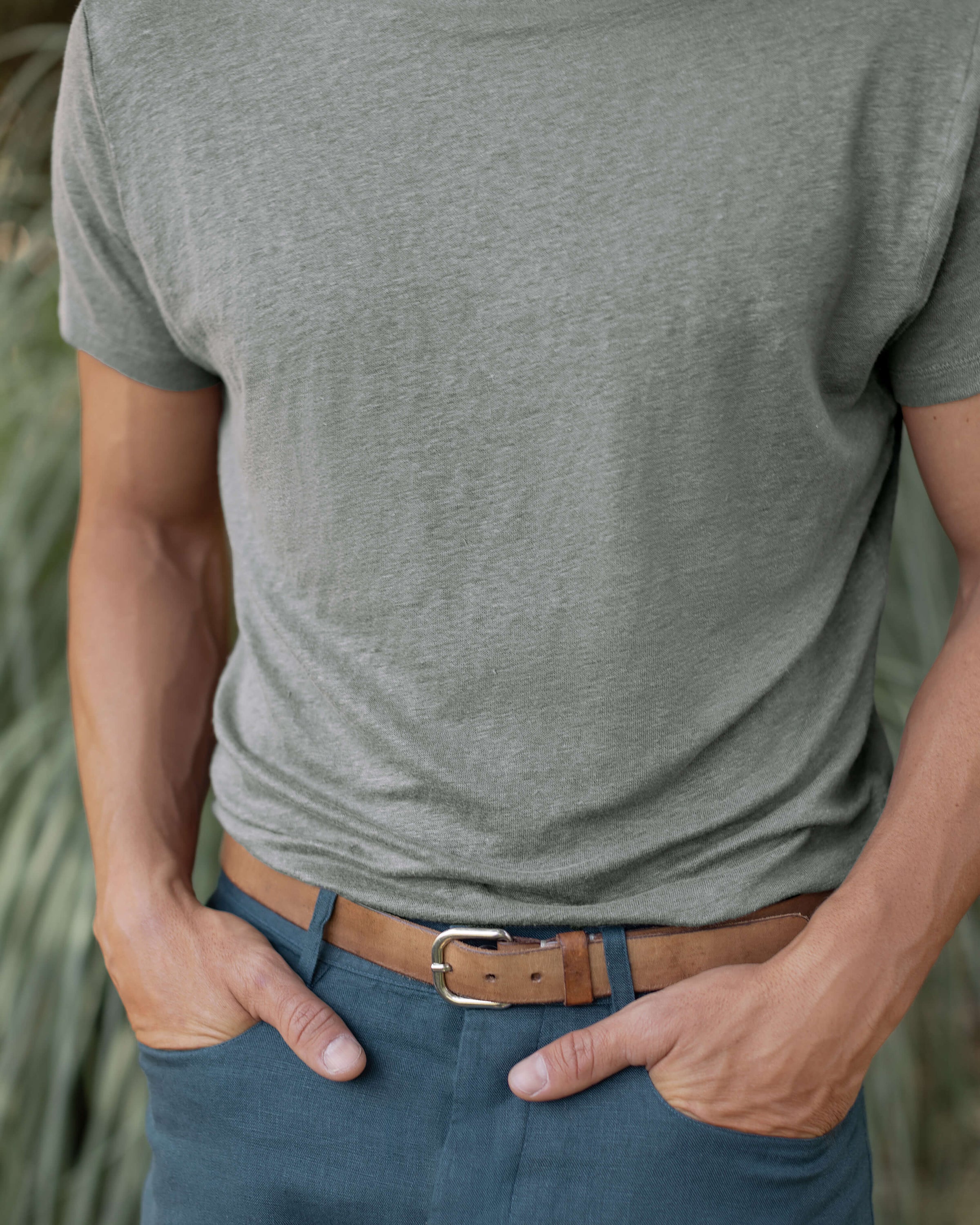 Sun Knit Linen T-Shirt - Sustainable French Linen / Faded Green