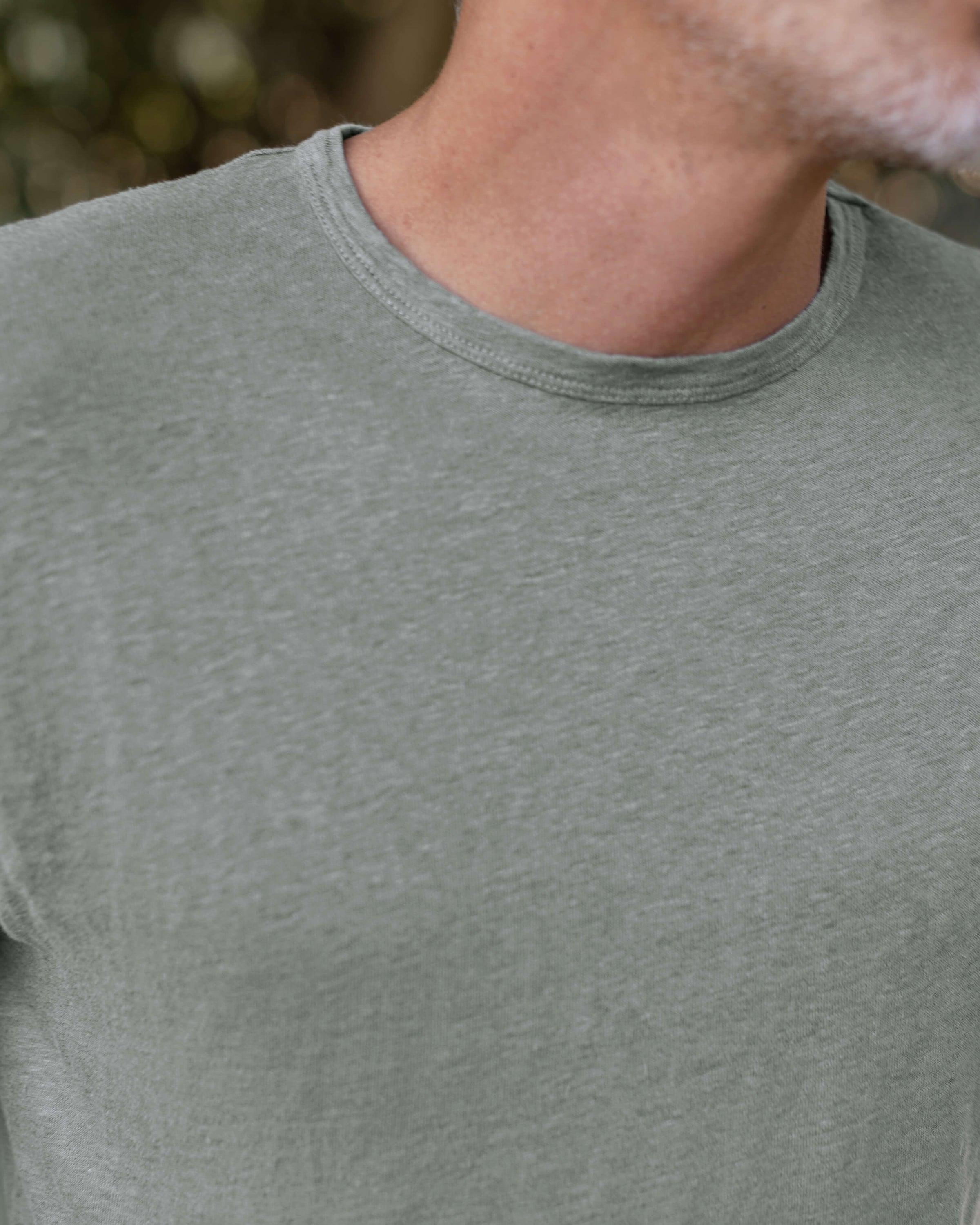 Sun Knit Linen T-Shirt - Sustainable French Linen / Faded Green