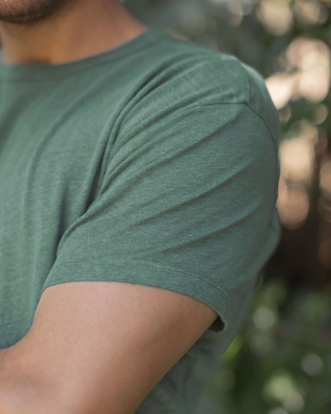 Sun Knit Linen T-Shirt - Sustainable French Linen / Forest Green Pine