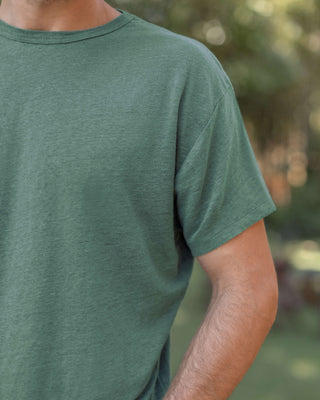 Sun Knit Linen T-Shirt - Sustainable French Linen / Forest Green Pine