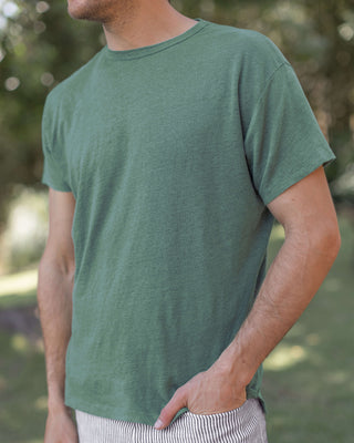 Sun Knit Linen T-Shirt - Sustainable French Linen / Forest Green Pine