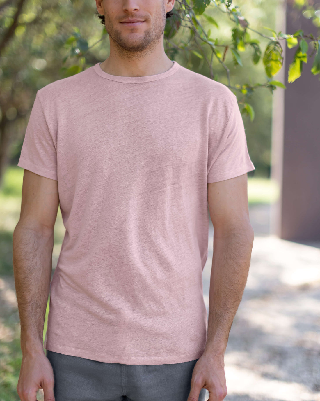 Sun Knit Linen T-Shirt - Sustainable French Linen / Faded Pink Rose