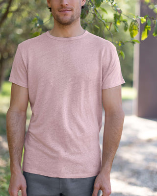 Sun Knit Linen T-Shirt - Sustainable French Linen / Faded Pink Rose