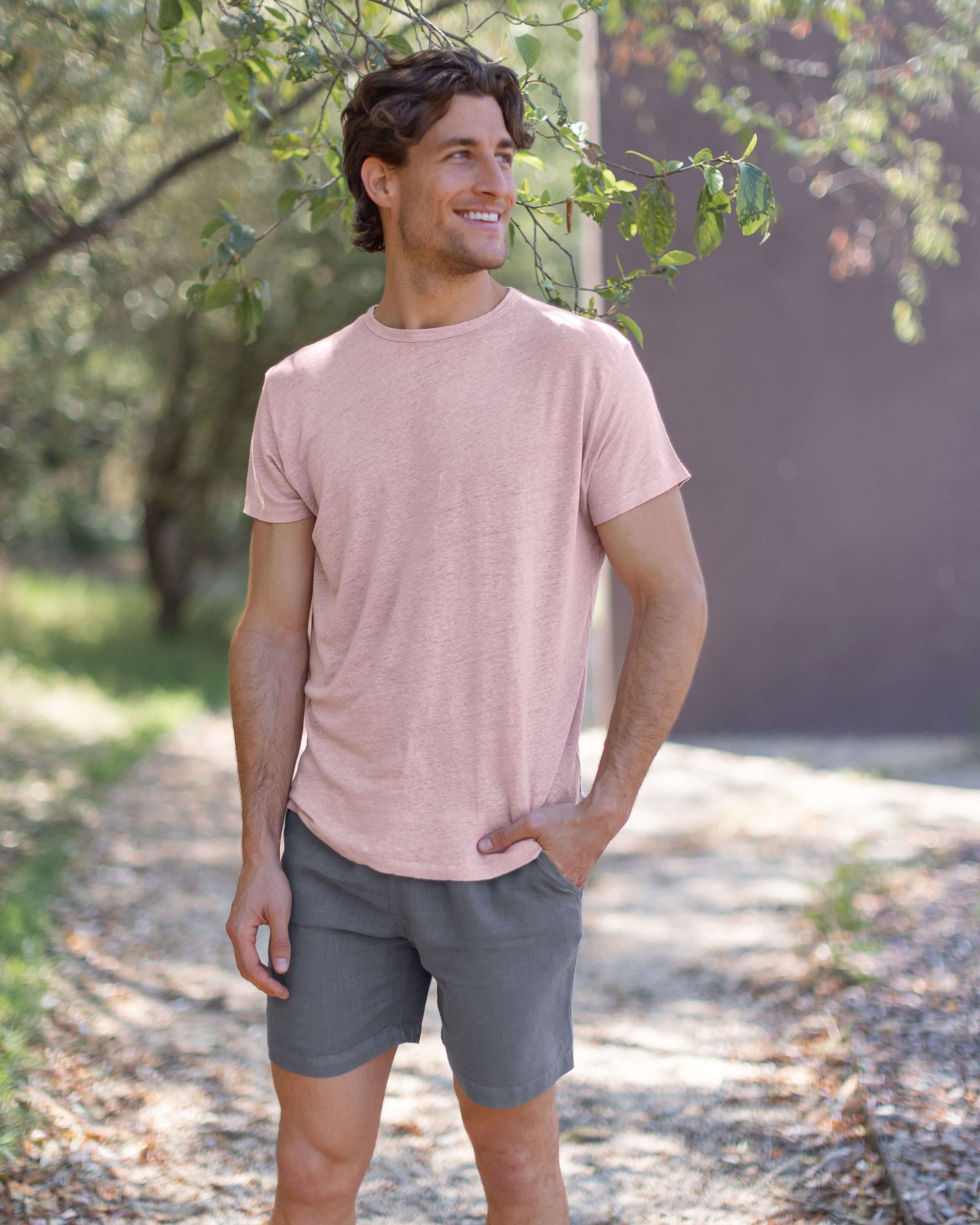 Sun Knit Linen T-Shirt - Sustainable French Linen / Faded Pink Rose