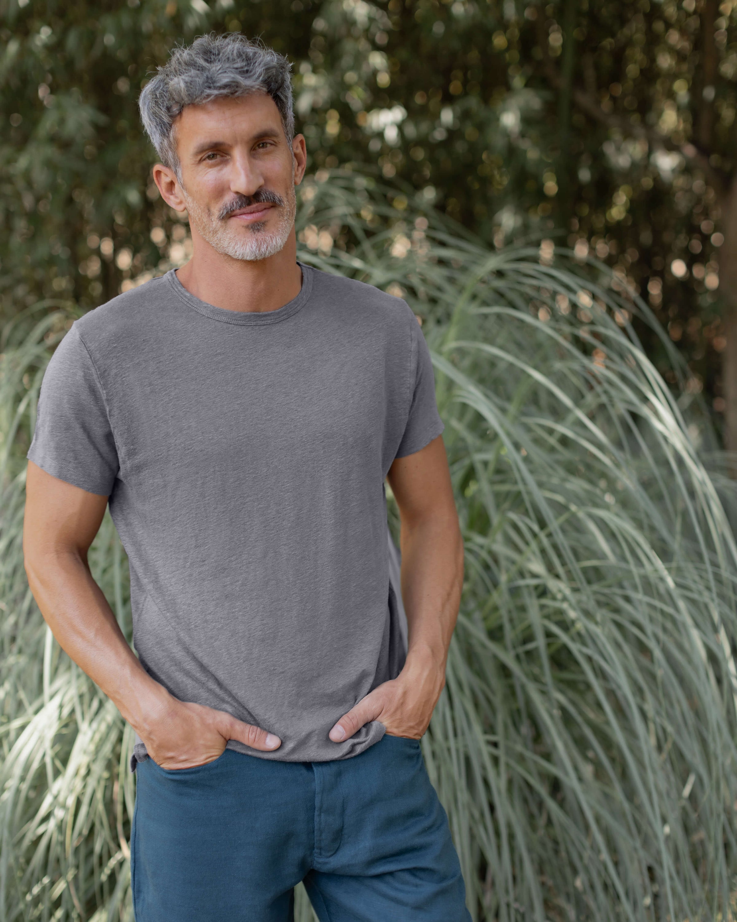 Sun Knit Linen T-Shirt - Sustainable French Linen / Faded Grey Slate