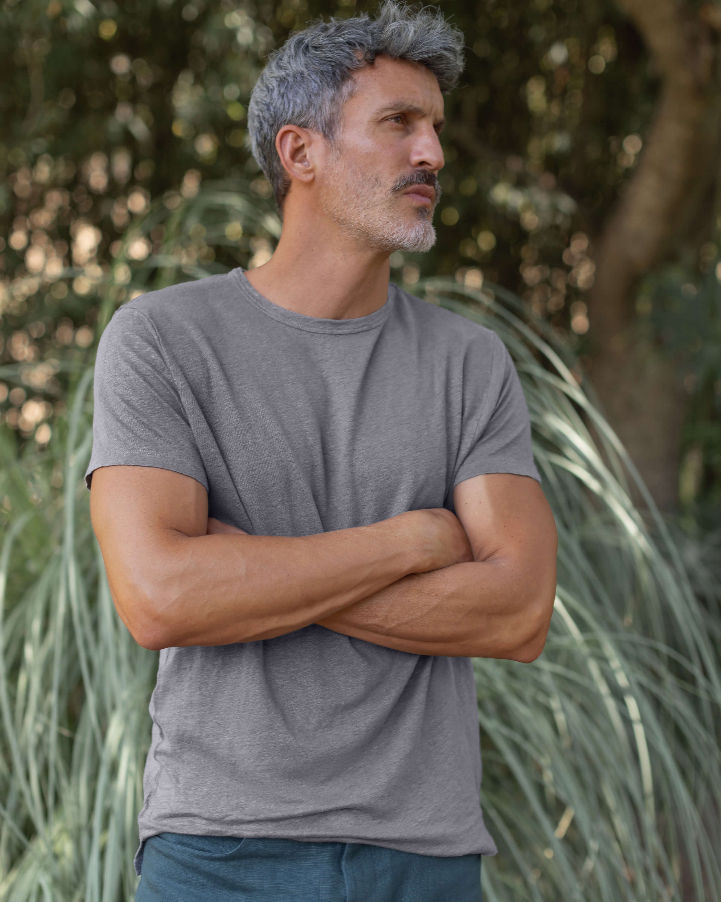 Sun Knit Linen T-Shirt - Sustainable French Linen / Faded Grey Slate