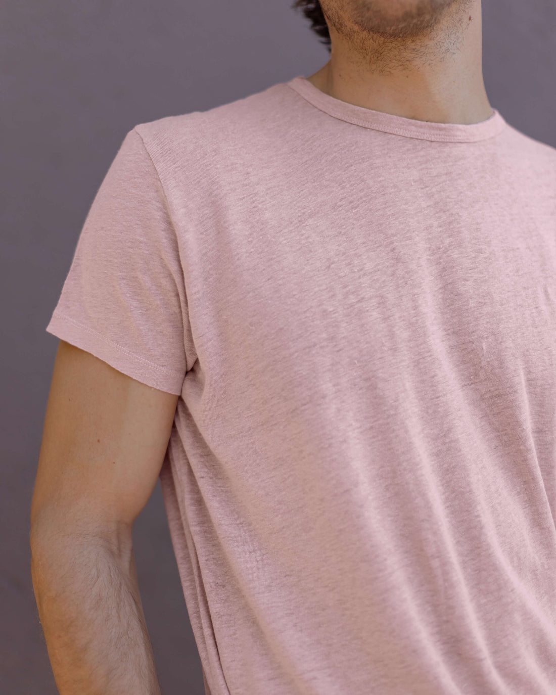Sun Knit Linen T-Shirt - Sustainable French Linen / Faded Pink Rose