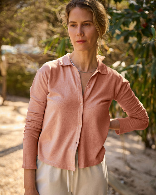 Women's Long Sleeve Knit Ola Shirt / Rose