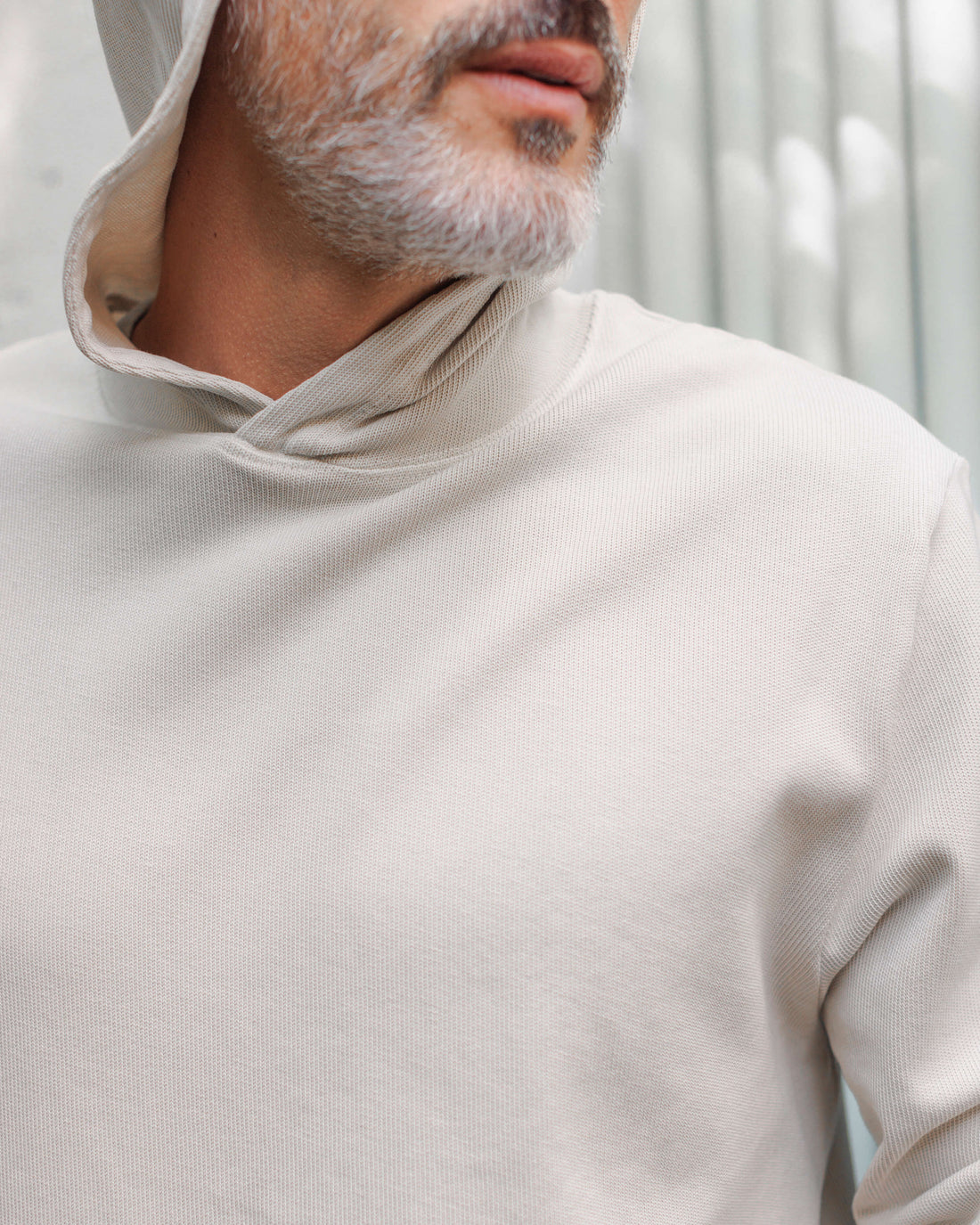 Caza Slubbly Organic Cotton Hoodie / Cream Off White