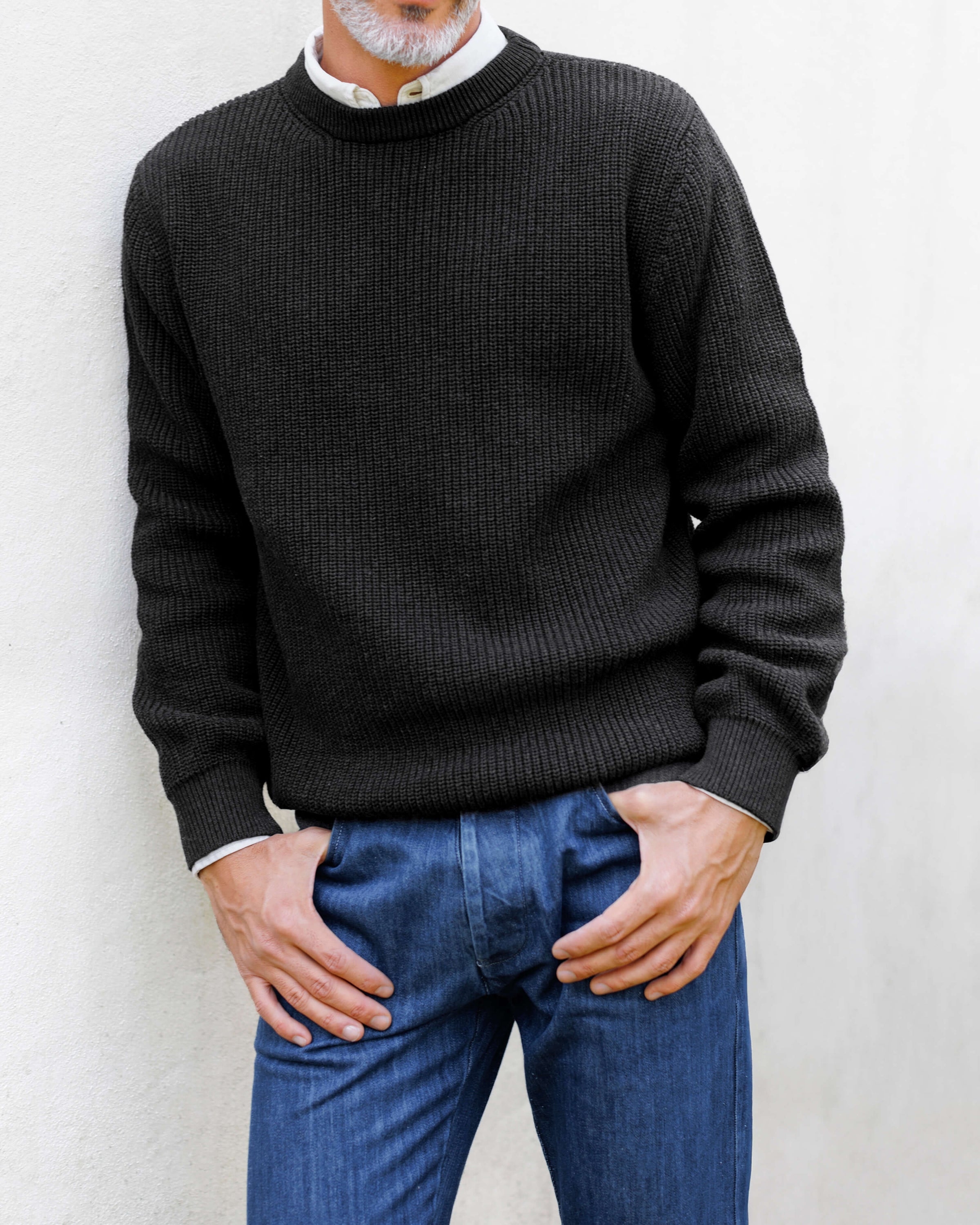 Bay Organic Cotton Chunky Knit Sweater / Dark Navy Blue
