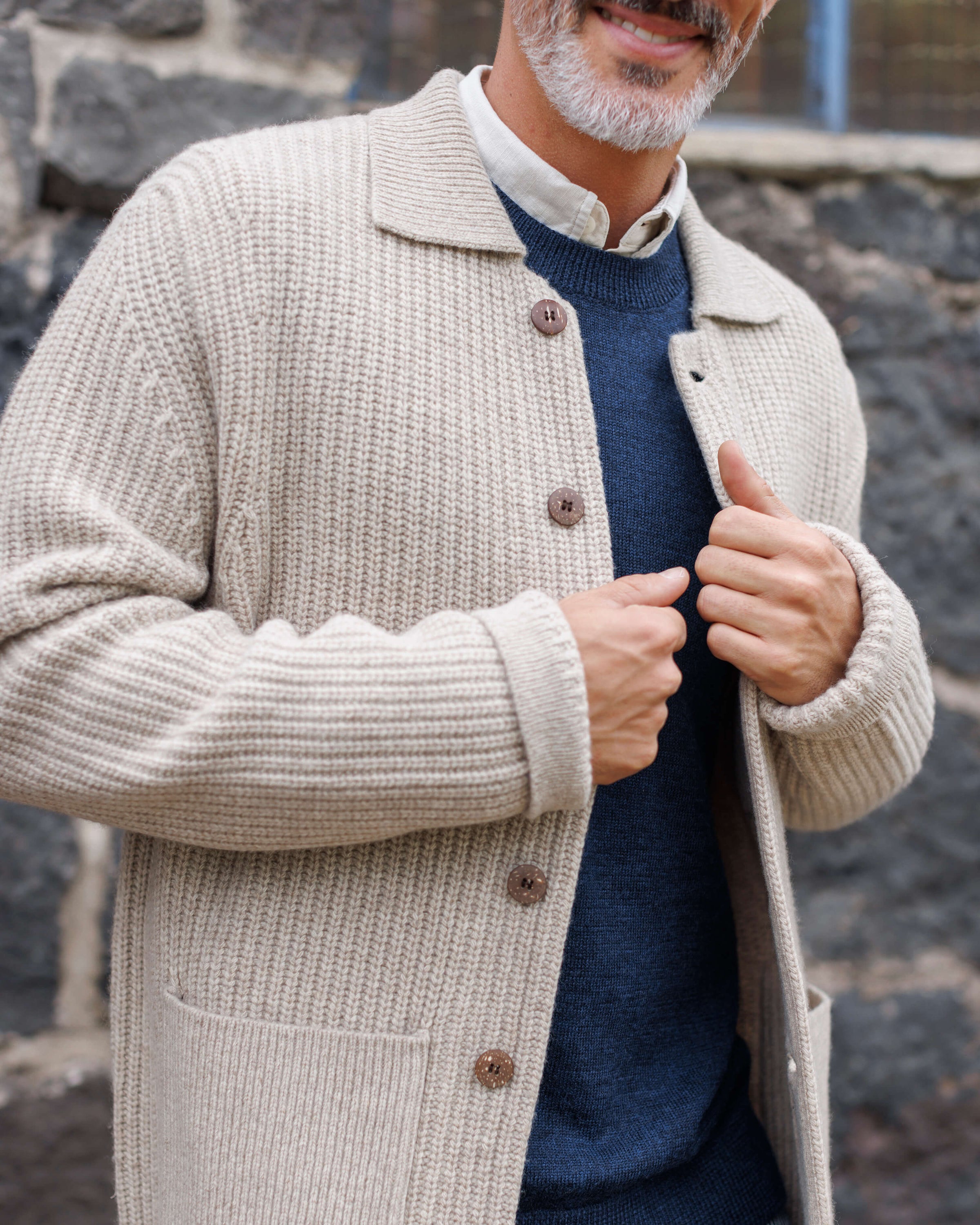 Knit Kite Heavyweight Merino Wool Jacket / Natural Bone