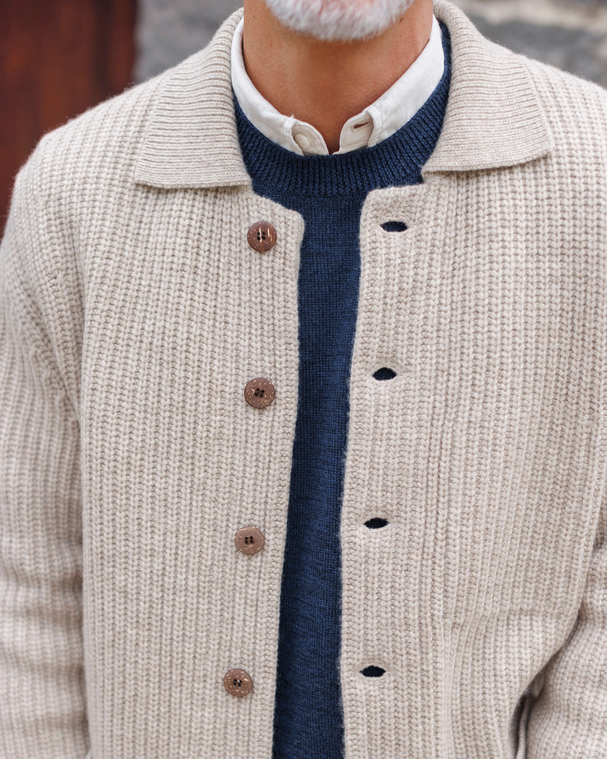Knit Kite Heavyweight Merino Wool Jacket / Natural Bone