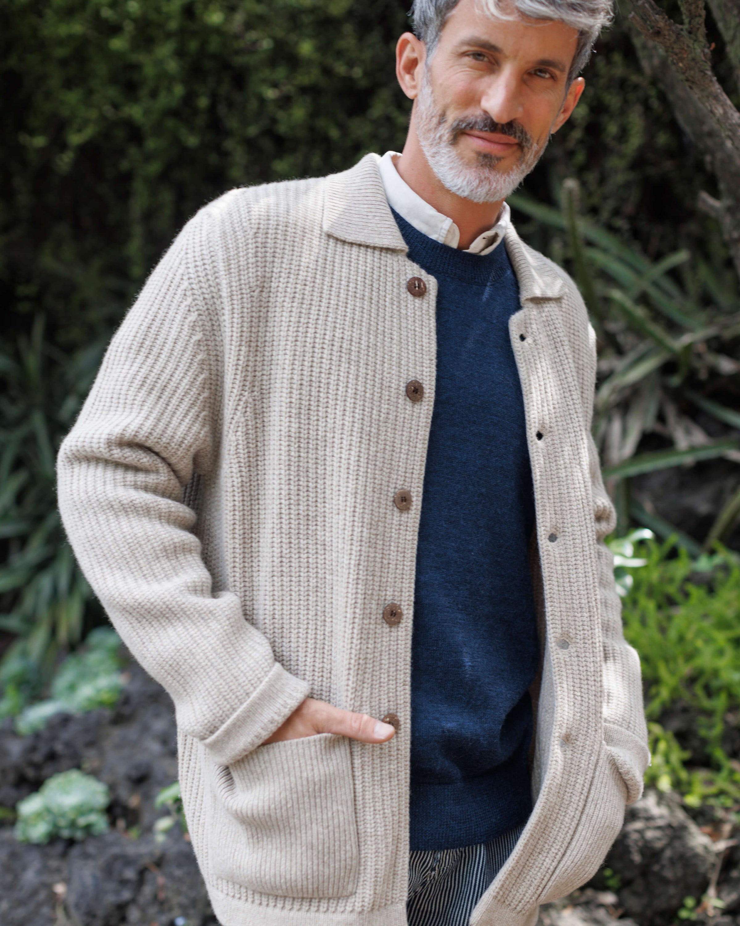 Knit Kite Heavyweight Merino Wool Jacket / Natural Bone