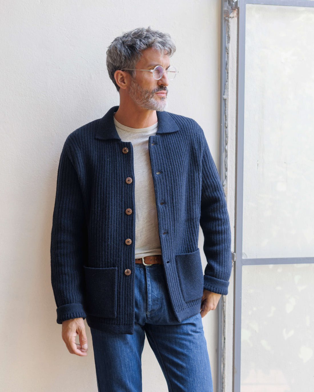 Knit Kite Heavyweight Merino Wool Jacket / Deep Blue Indigo