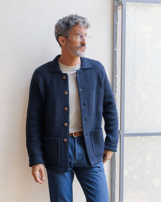 Knit Kite Heavyweight Merino Wool Jacket / Deep Blue Indigo
