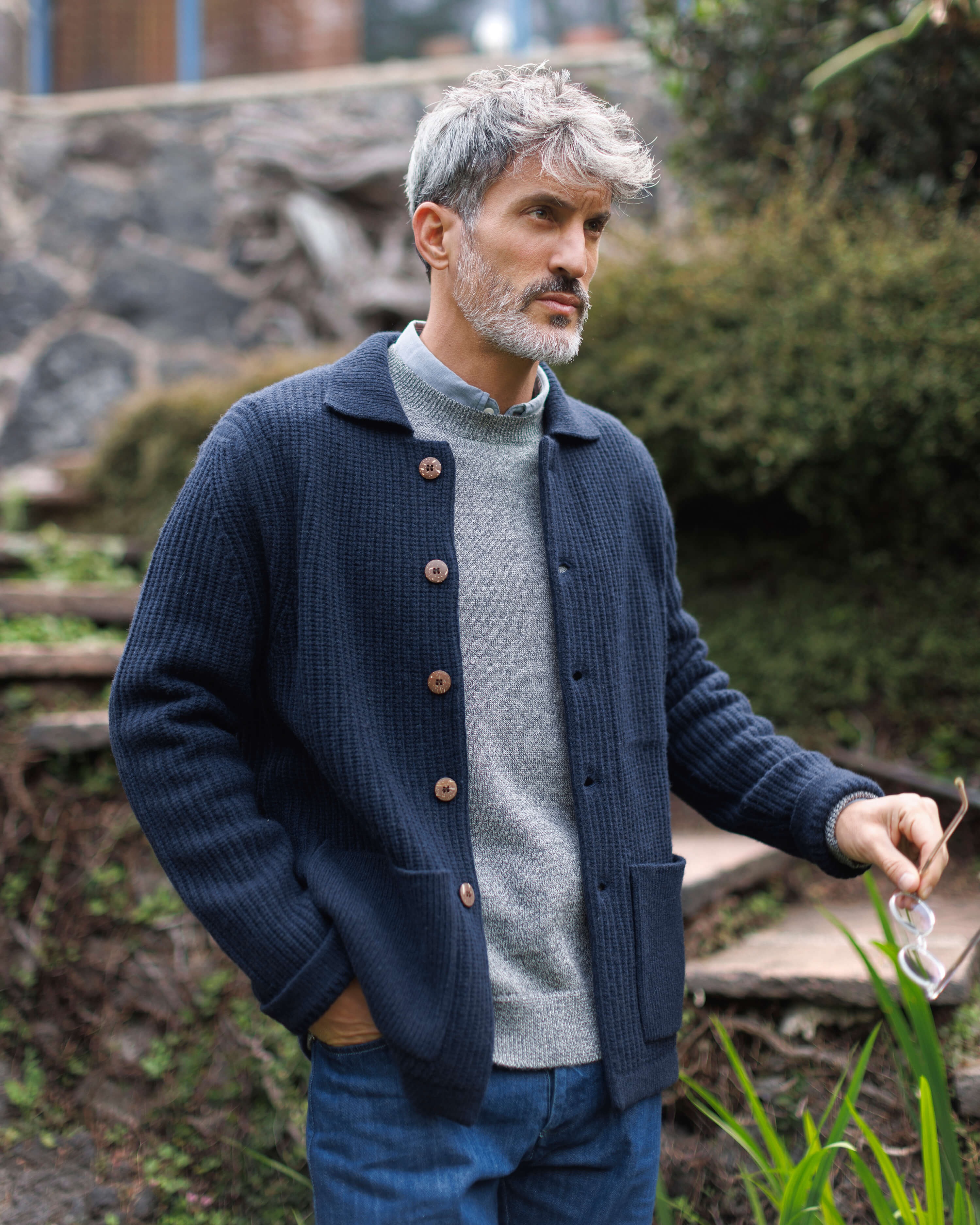 Knit Kite Heavyweight Merino Wool Jacket / Deep Blue Indigo – Alex