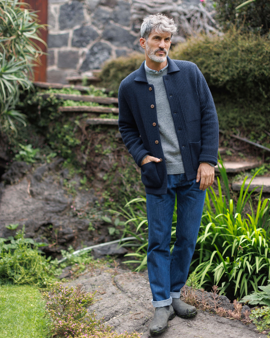 Knit Kite Heavyweight Merino Wool Jacket / Deep Blue Indigo