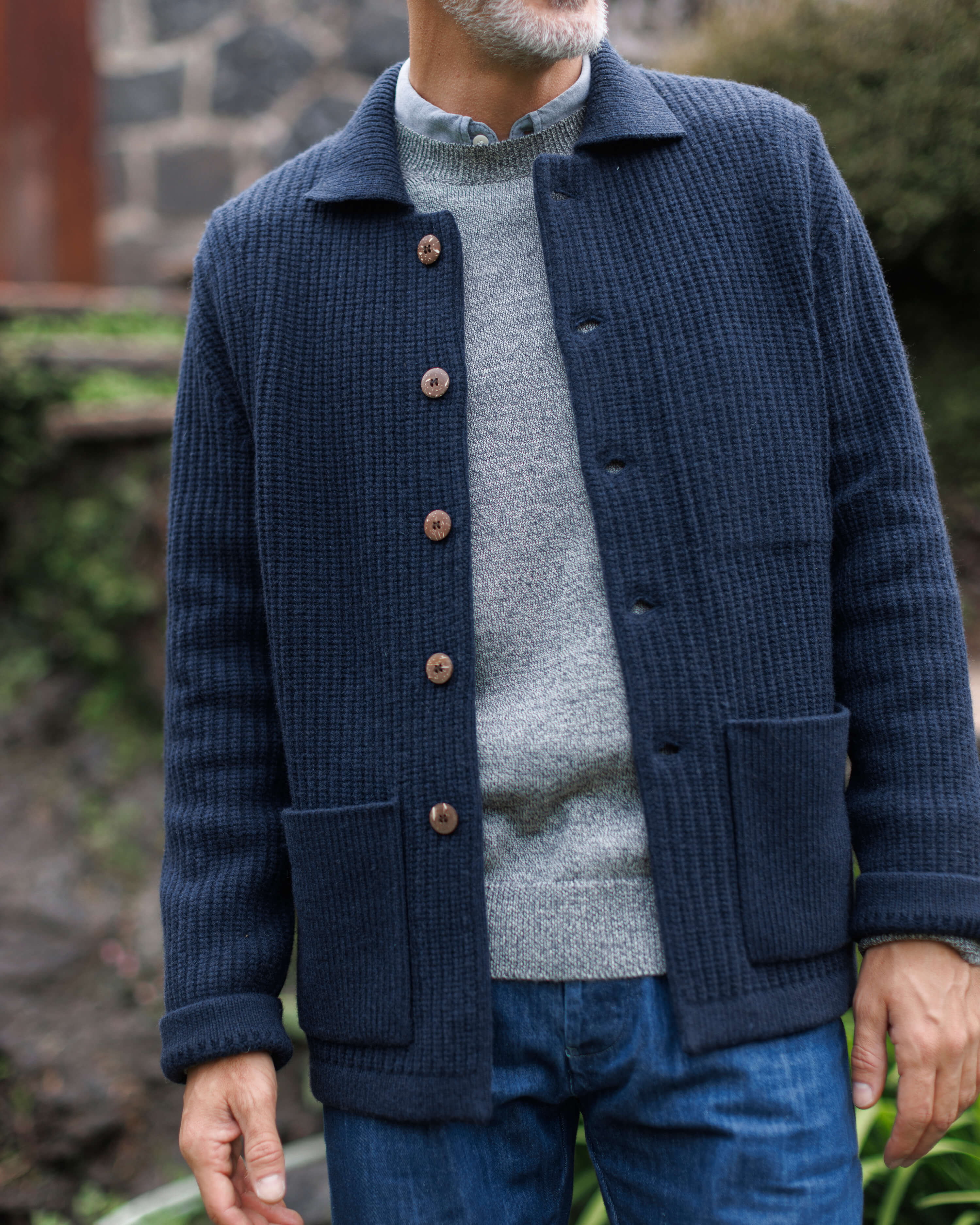 Knit Kite Heavyweight Merino Wool Jacket / Deep Blue Indigo – Alex