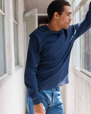 Caza Slubbly Organic Cotton Hoodie / Deep Blue Indigo