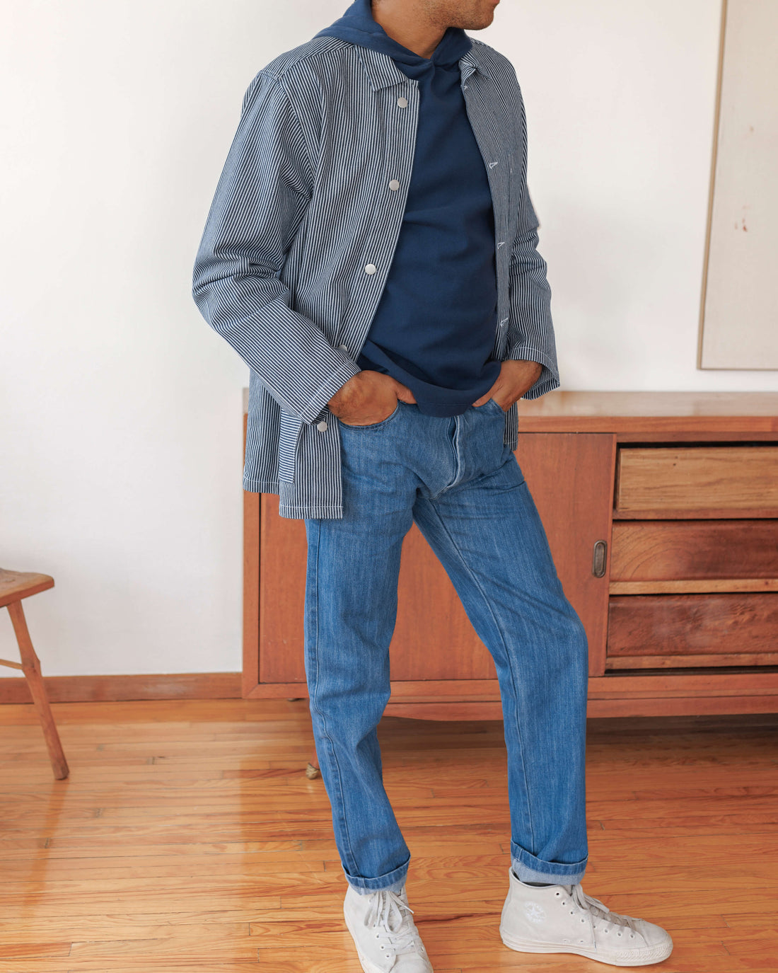 Caza Slubbly Organic Cotton Hoodie / Deep Blue Indigo