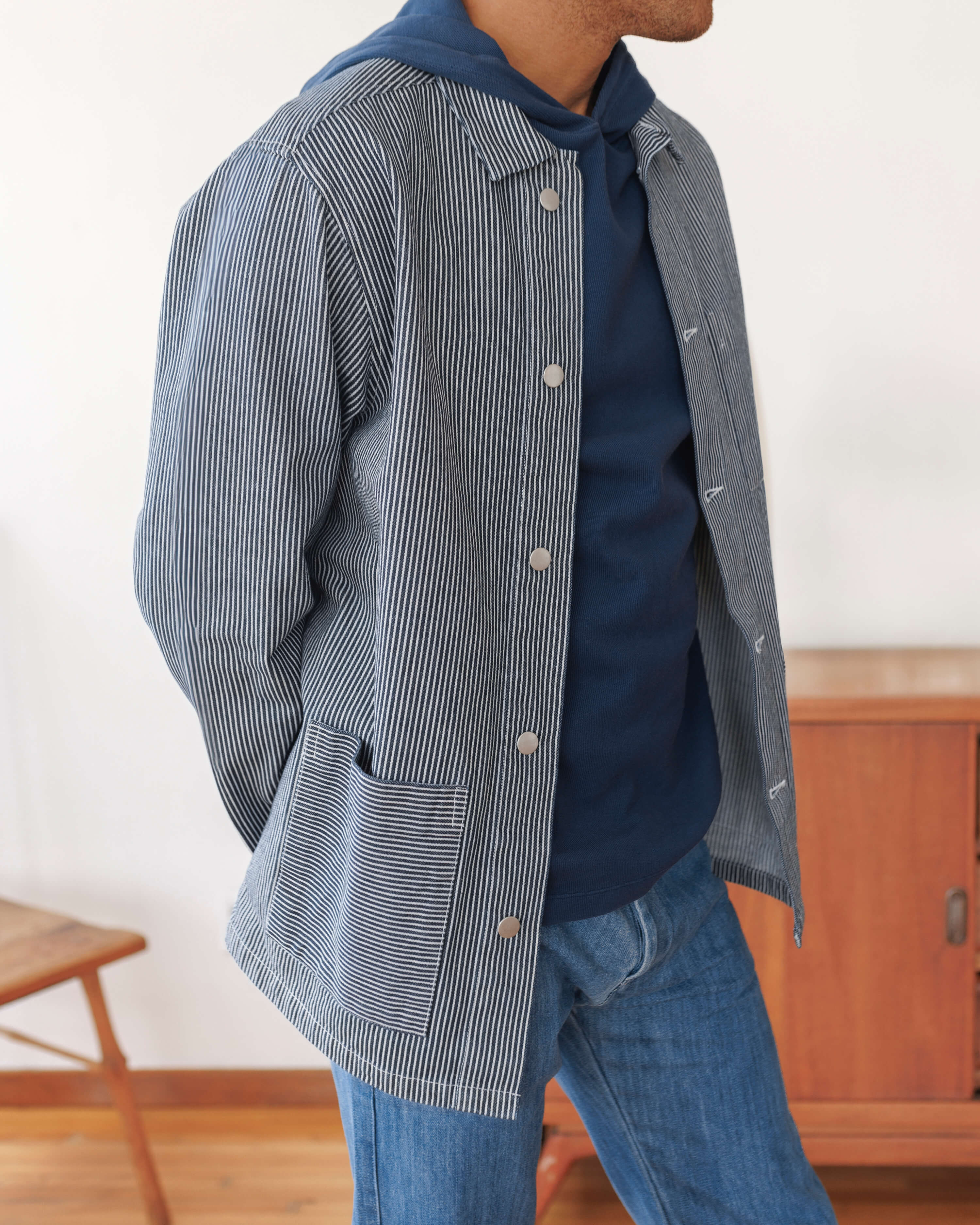 Denim Kite Jacket / Blue and White Stripe Indigo Lines – Alex Crane