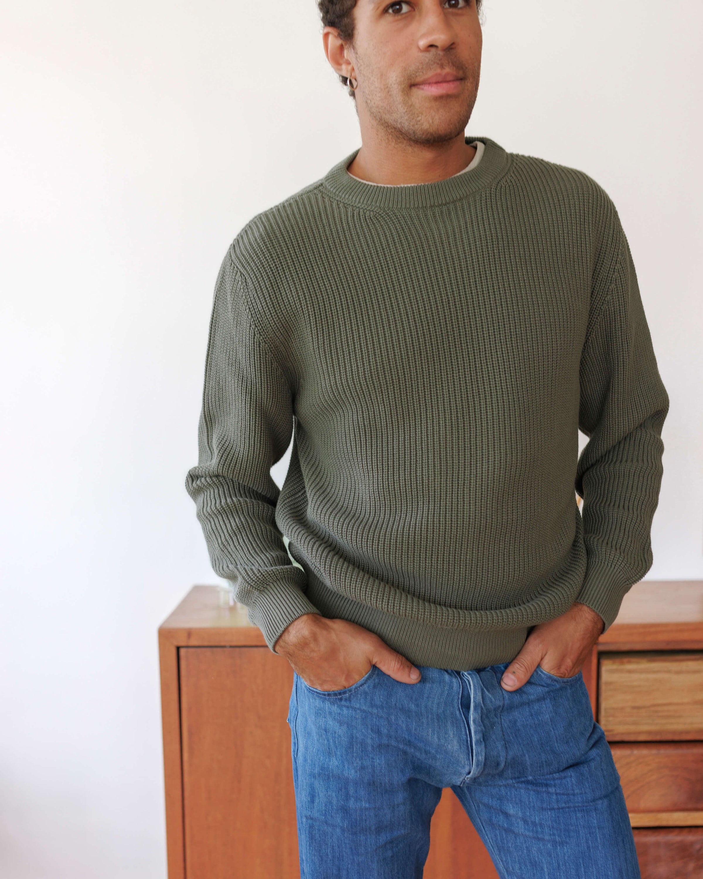Bay Organic Cotton Chunky Knit Sweater / Forest Green Pine