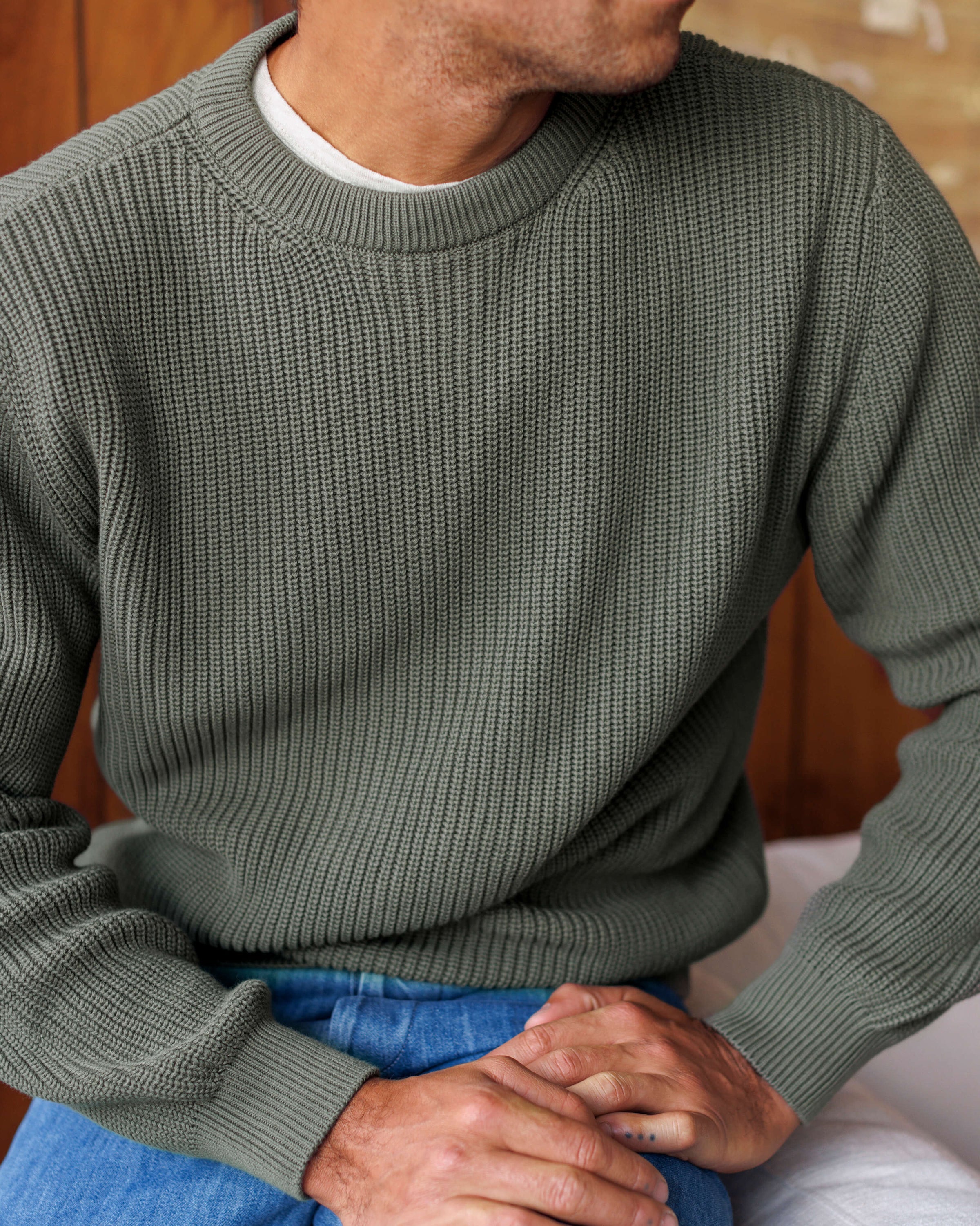 Bay Organic Cotton Chunky Knit Sweater / Forest Green Pine