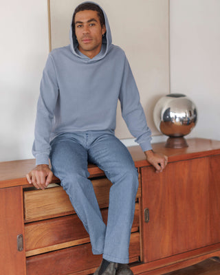 Caza Slubbly Organic Cotton Hoodie / Faded Blue Wave