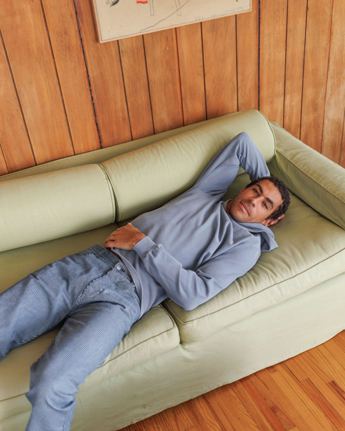 Caza Slubbly Organic Cotton Hoodie / Faded Blue Wave