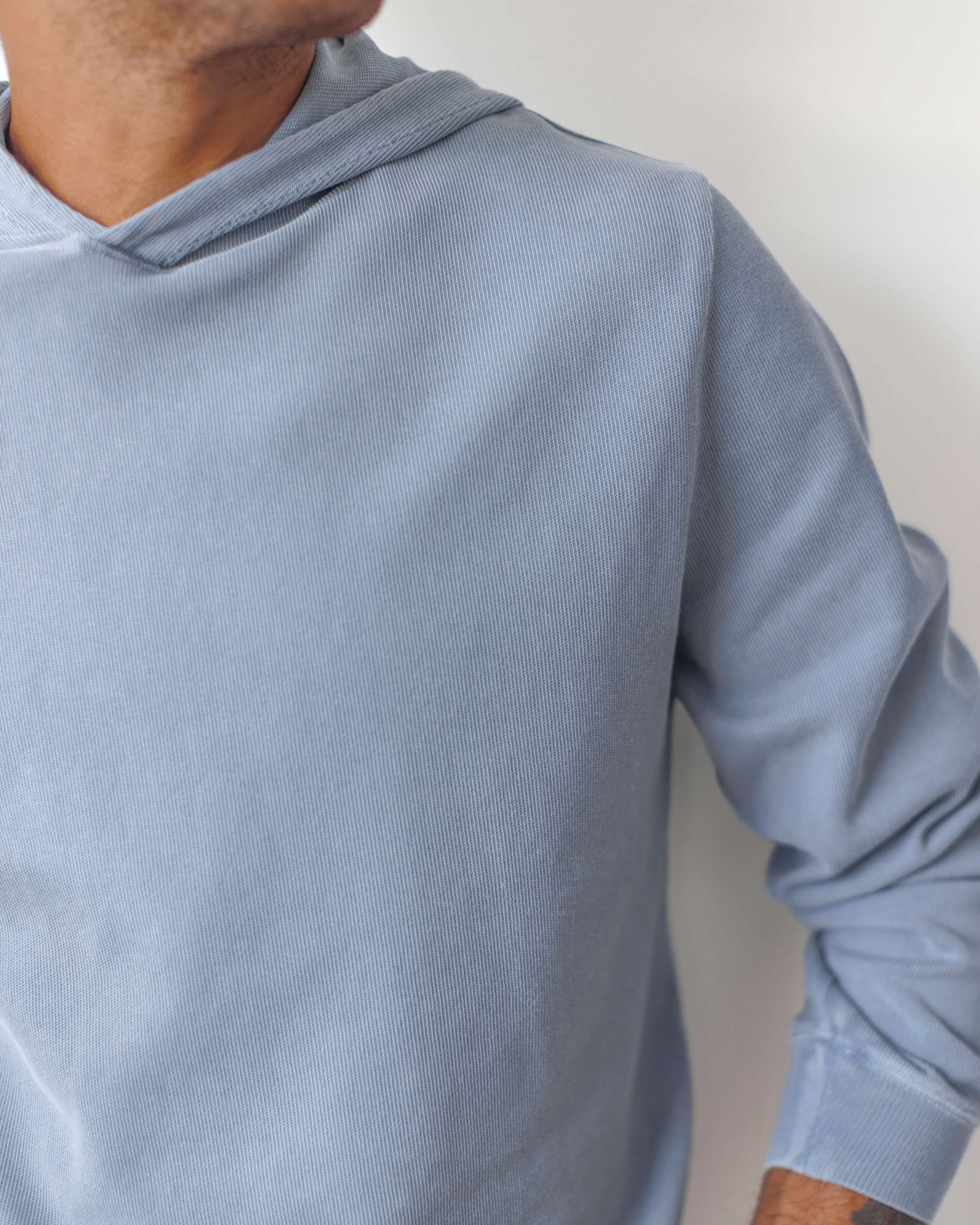 Caza Slubbly Organic Cotton Hoodie / Faded Blue Wave