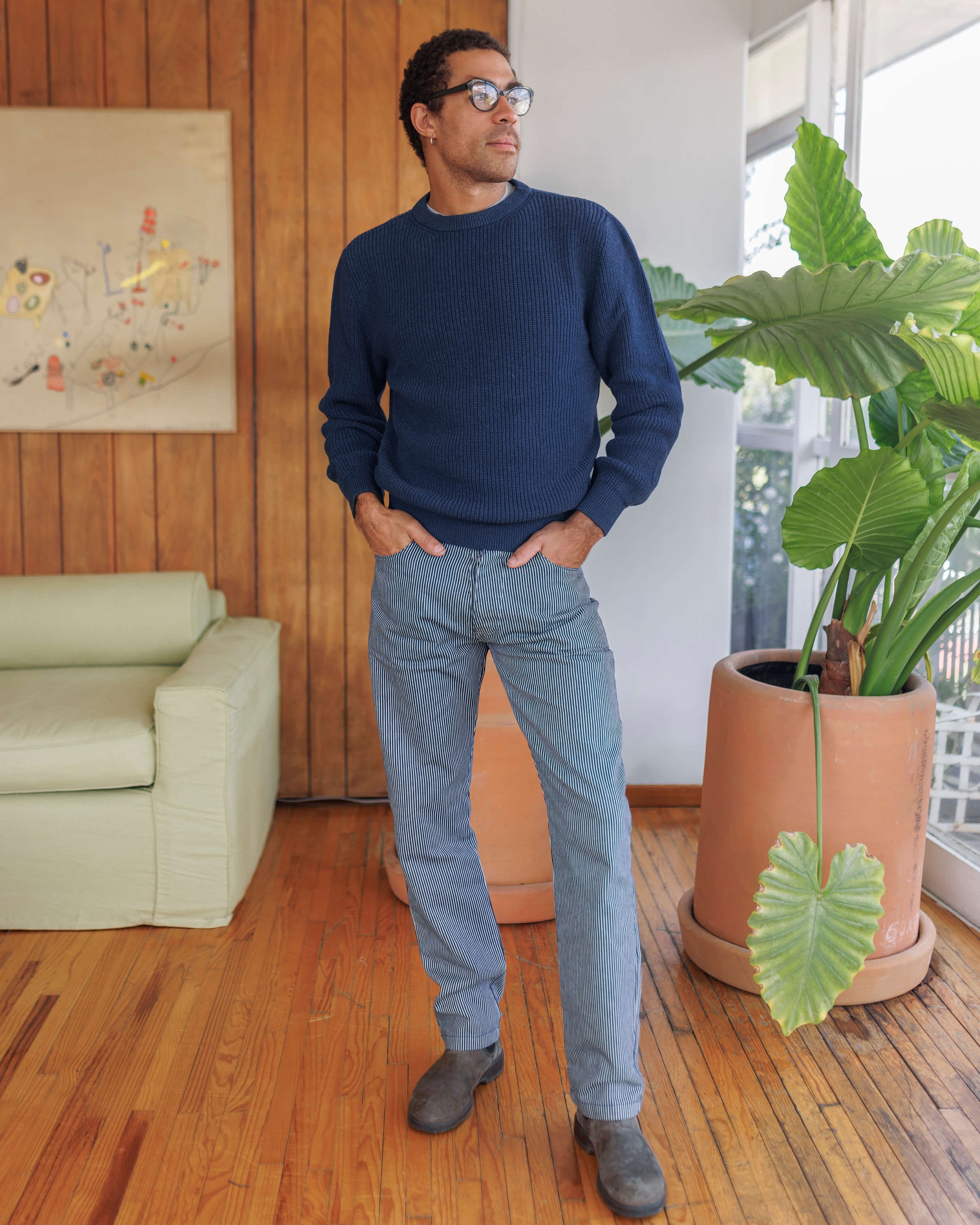 Bay Organic Cotton Chunky Knit Sweater / Deep Blue Indigo