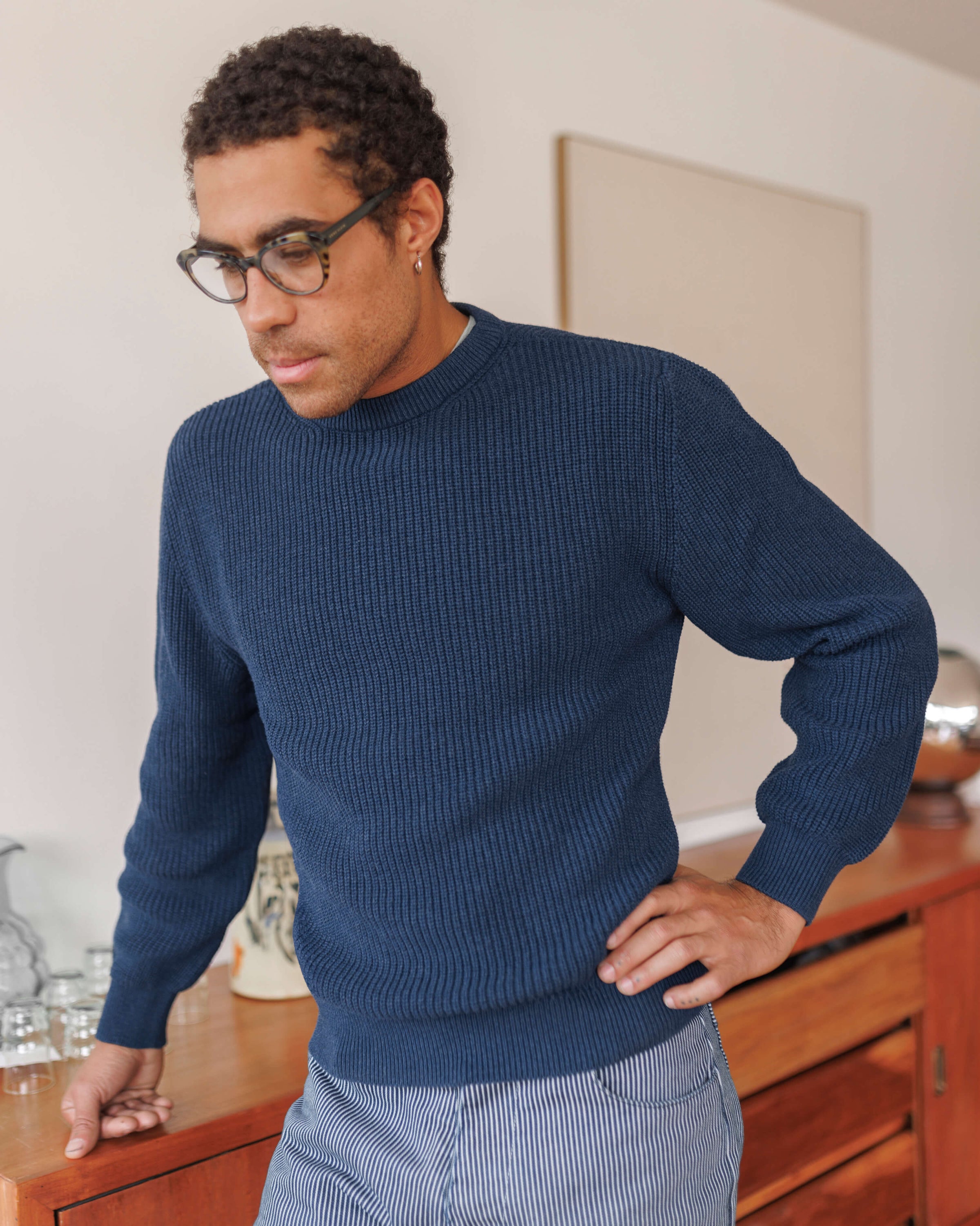 Bay Organic Cotton Chunky Knit Sweater / Deep Blue Indigo