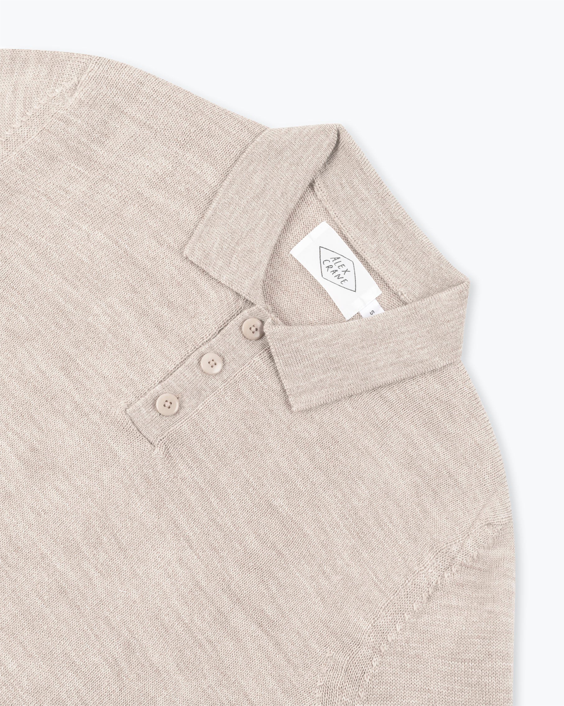 Achor Organic Merino Wool Long Sleeve Polo / Natural Bone