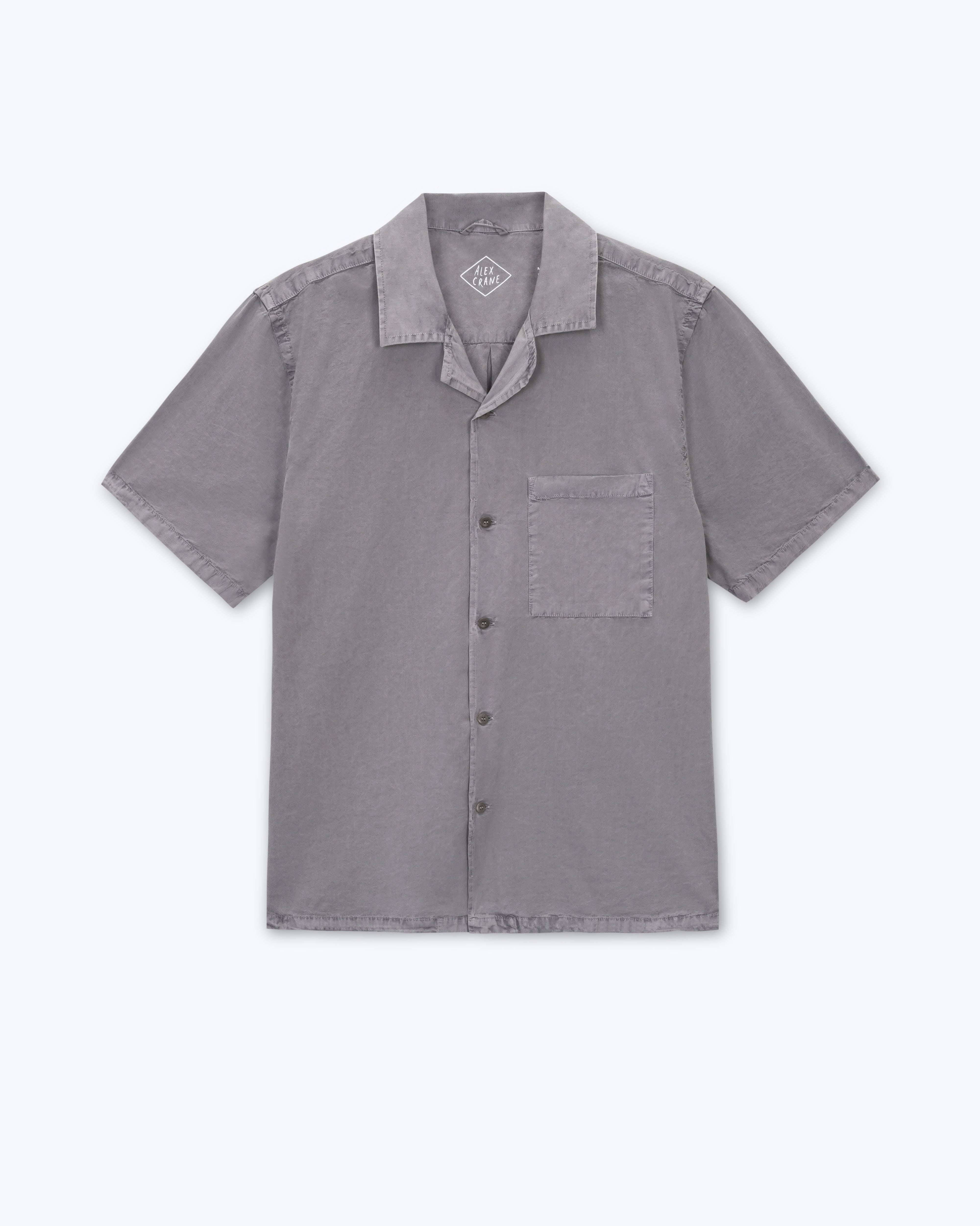 Lightweight, Airy, Textured Organic Cotton Camp Collar Short-Sleeve ...
