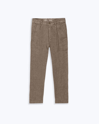 Alta Linen Pleated Trousers / Brown Chai Twill