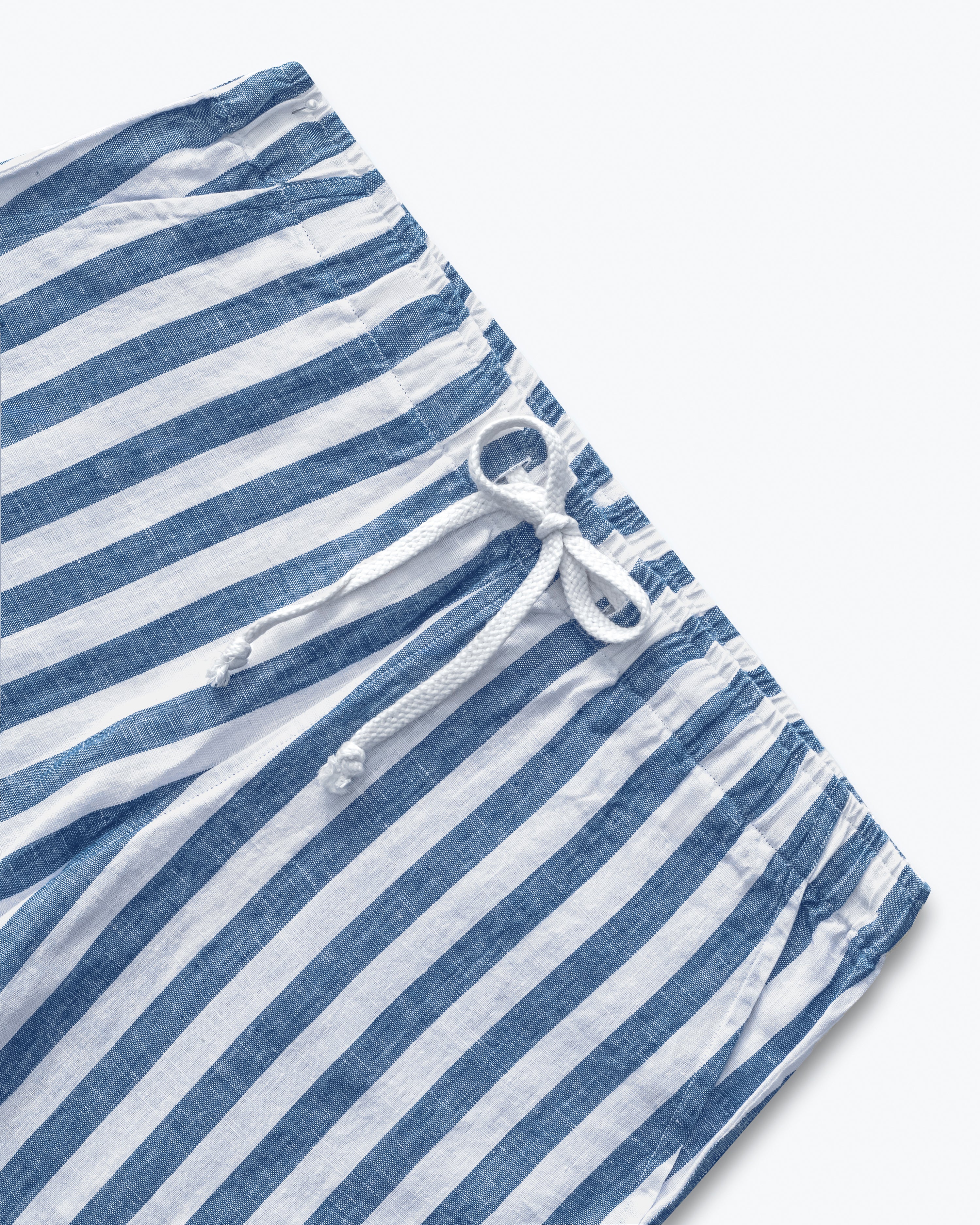 Bo Linen Drawstring Pants - Sustainable French Linen / Blue and