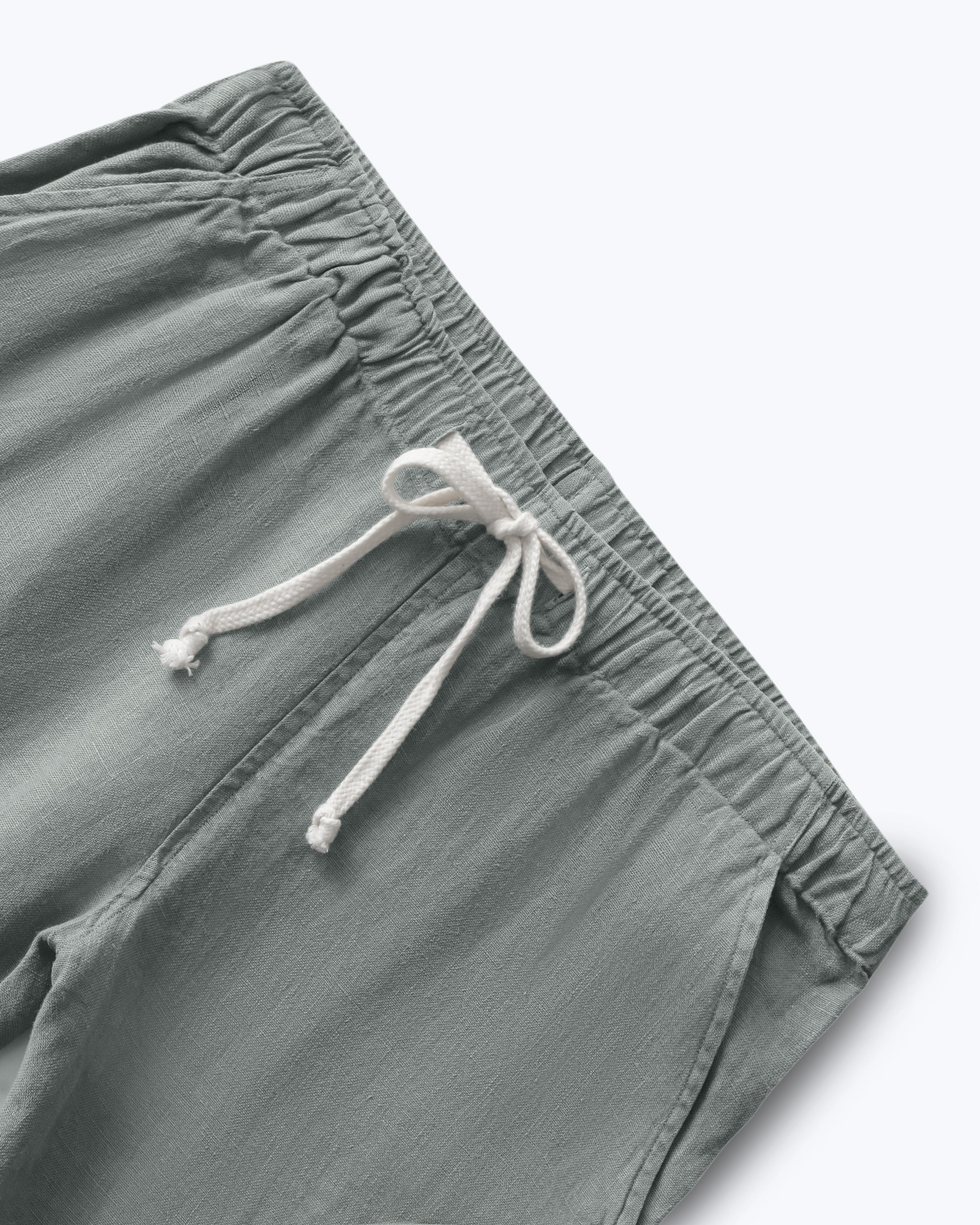 Bo Linen Drawstring Pants - Sustainable French Linen / Faded Green