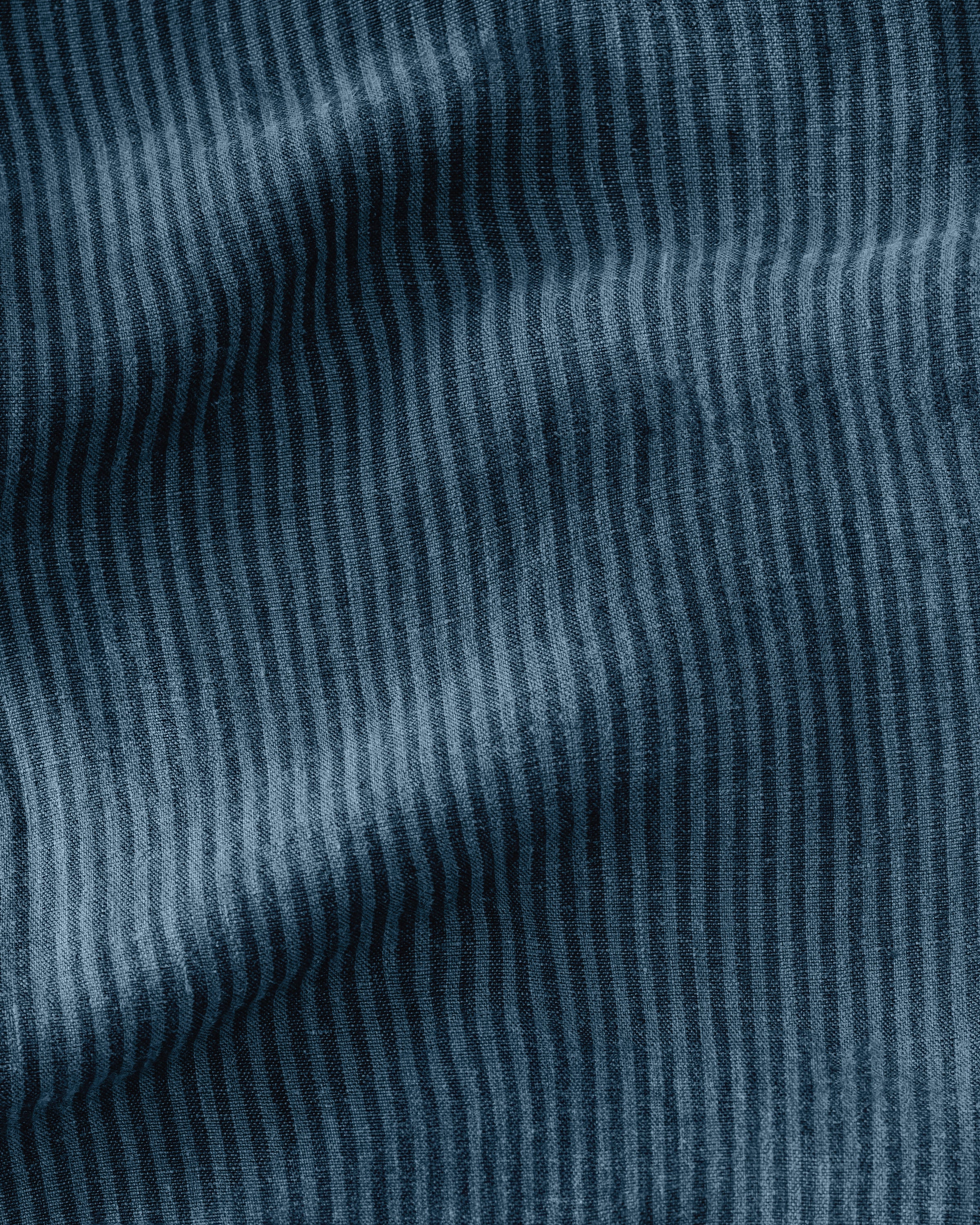 Bo Linen Drawstring Pants - Sustainable French Linen / Overdye Dusk Blue Stripes Lines
