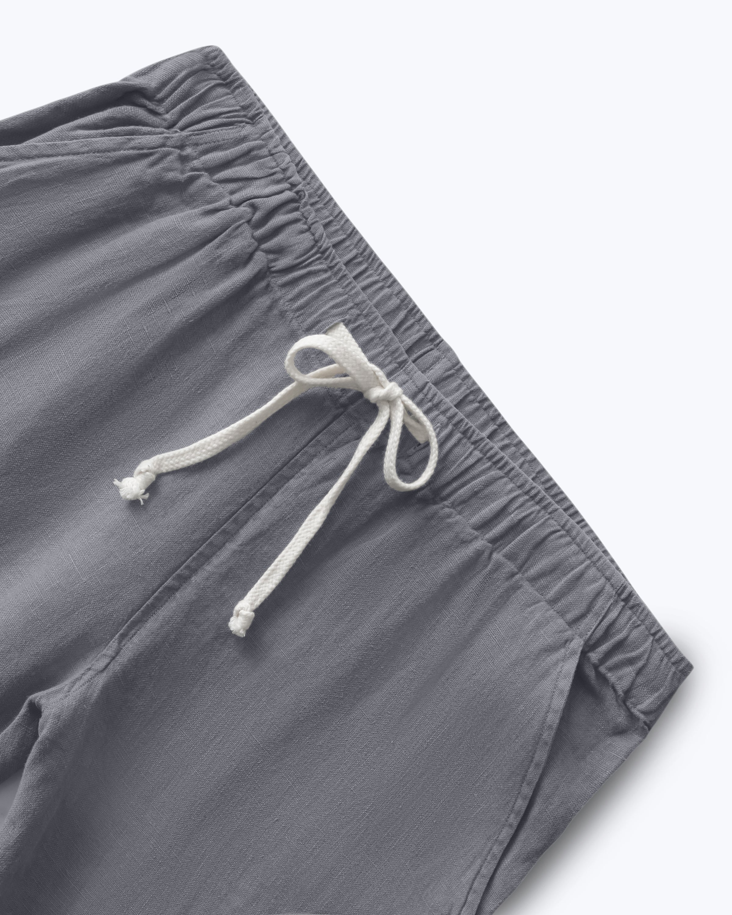 Bo Linen Drawstring Pants - Sustainable French Linen / Faded Grey Slate