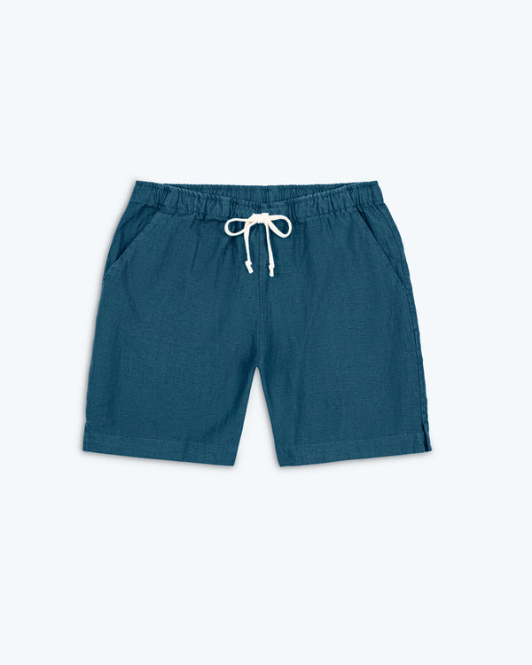 Bo Linen Drawstring Shorts - Sustainable French Linen / Dusk Blue